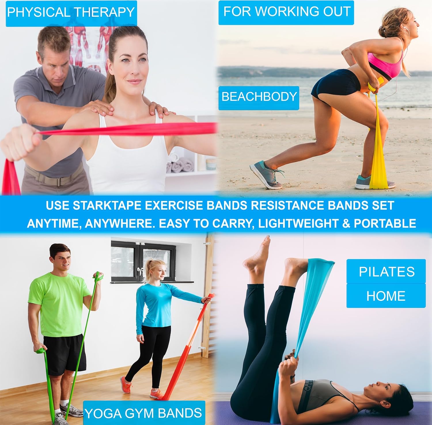 Widerstandsbänder, latexfrei – von 2,5 Metern bis 46 Metern Länge, professionelle Fitnessbänder für Heimtraining, Physiotherapie, Pilates, Krafttraining und Rehabilitation – Bild 7