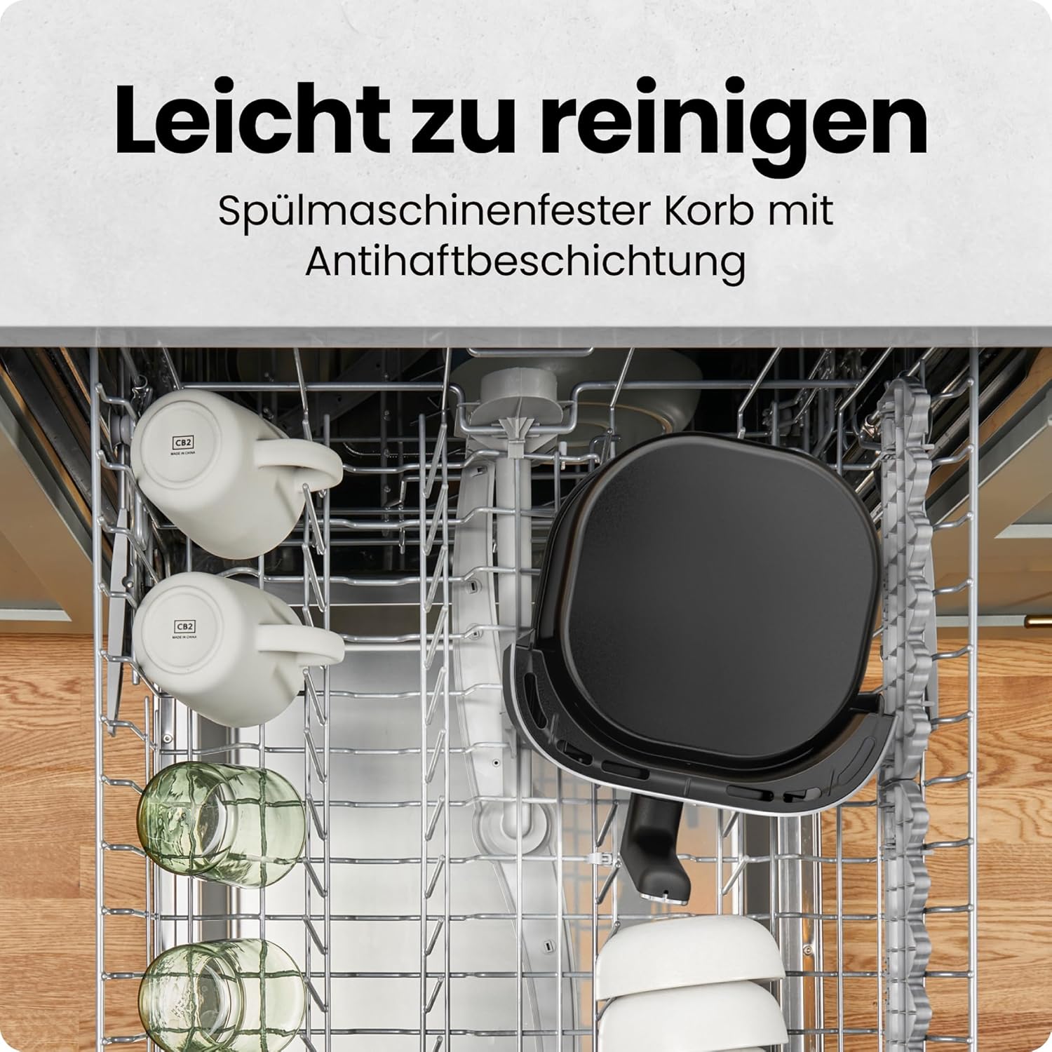 Chefman 5,7 l Heißluftfritteuse, schnell und einfach, kompakte Heißluftfritteuse mit Hi-Fry-Technologie, Touch-Bedienung mit 4 Voreinstellungen, antihaftbeschichtet und spülmaschinenfest – Schwarz – Bild 6