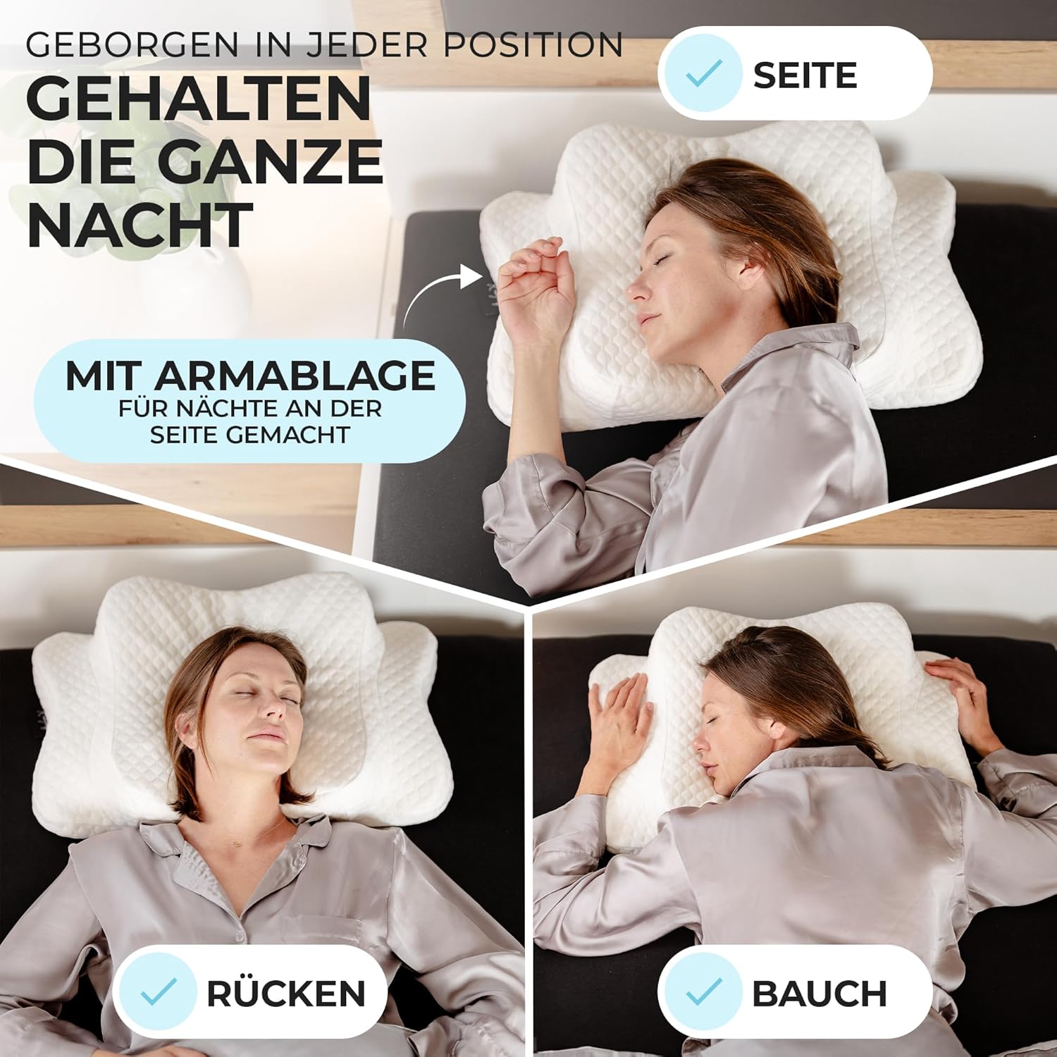 Nackenstützkissen, ergonomisches Memory Foam-Kissen für alle Schlaftypen, inklusive Bezug, Öko-Tex-geprüft, temperaturausgleichende Wirkung, weiß – Bild 3