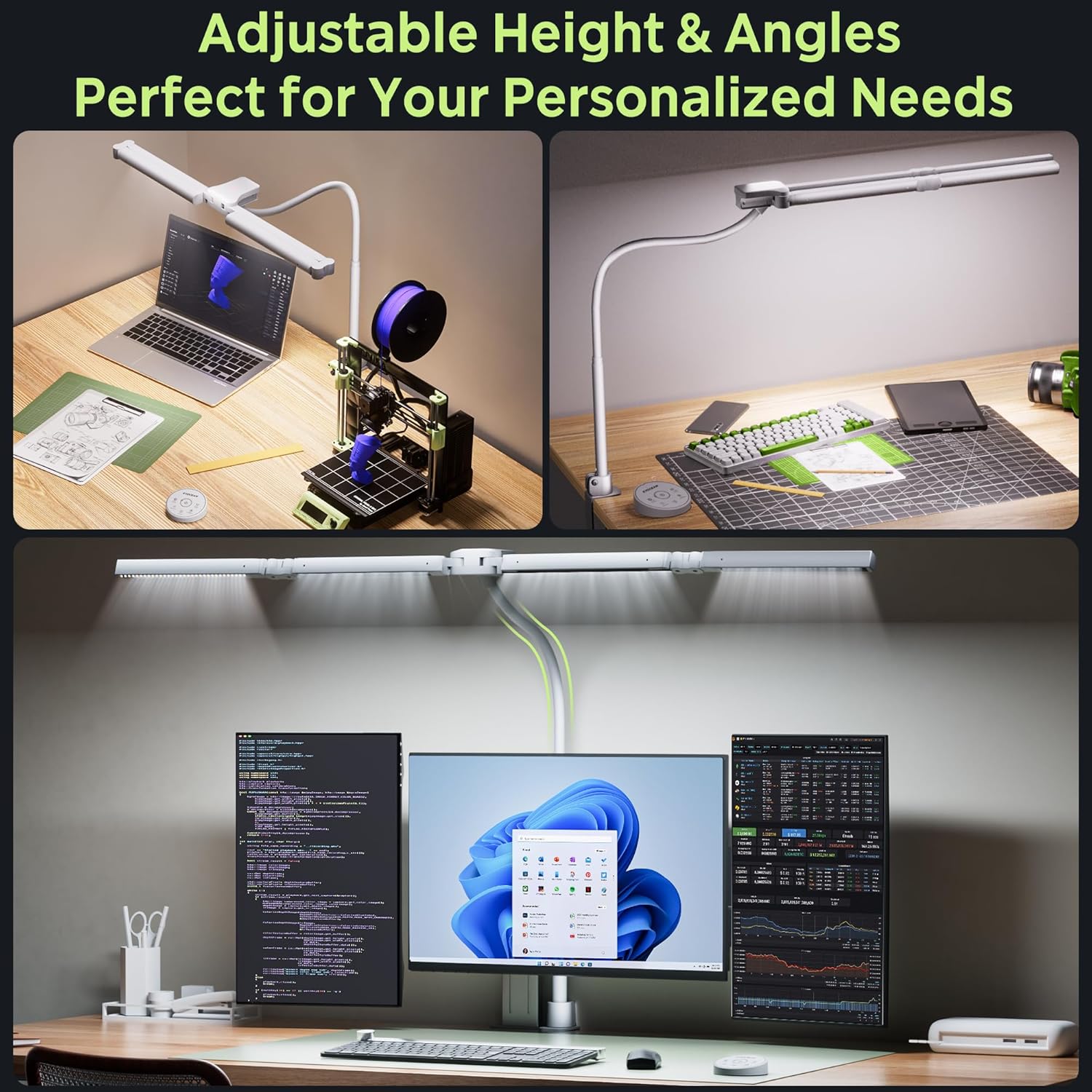 EYOCEAN Schreibtischlampe, Schreibtischlampe mit 4 Lichtquellen, 24W 100 cm Tageslichtlampe Schreibtisch mit Fernbedienung, dimmbare Monitorlampe, Schwanenhals-Bürotischlampe, Augenschutz-PC-Lampe – Bild 7