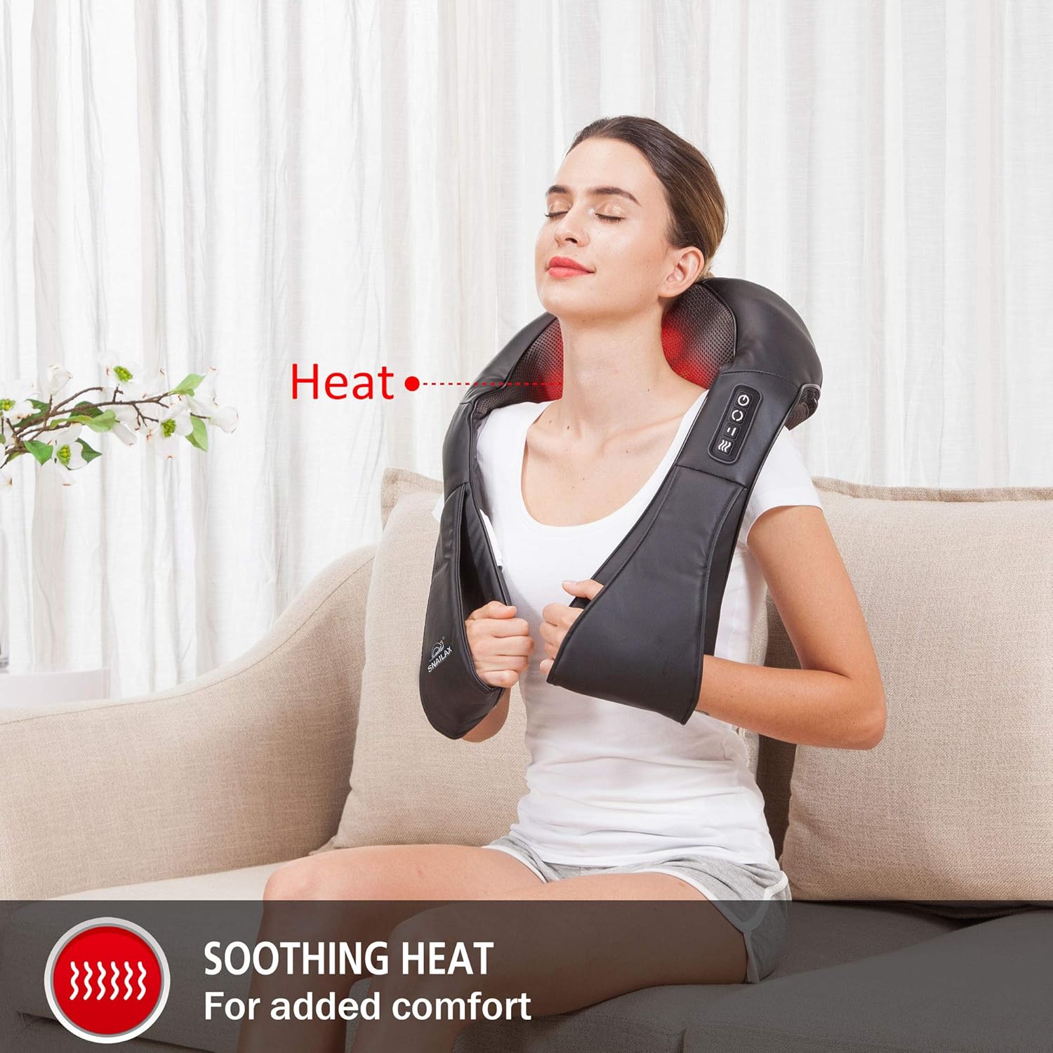 Snailax Kabelloses Massagegerät, Shiatsu-Nackenmassagegerät mit Wärmefunktion, Massagegerät mit 4D-Drehung, Muskelentspannung für Nacken, Schulter, Rücken, Geschenke für Männer/Frauen/Mama/Papa – Bild 3
