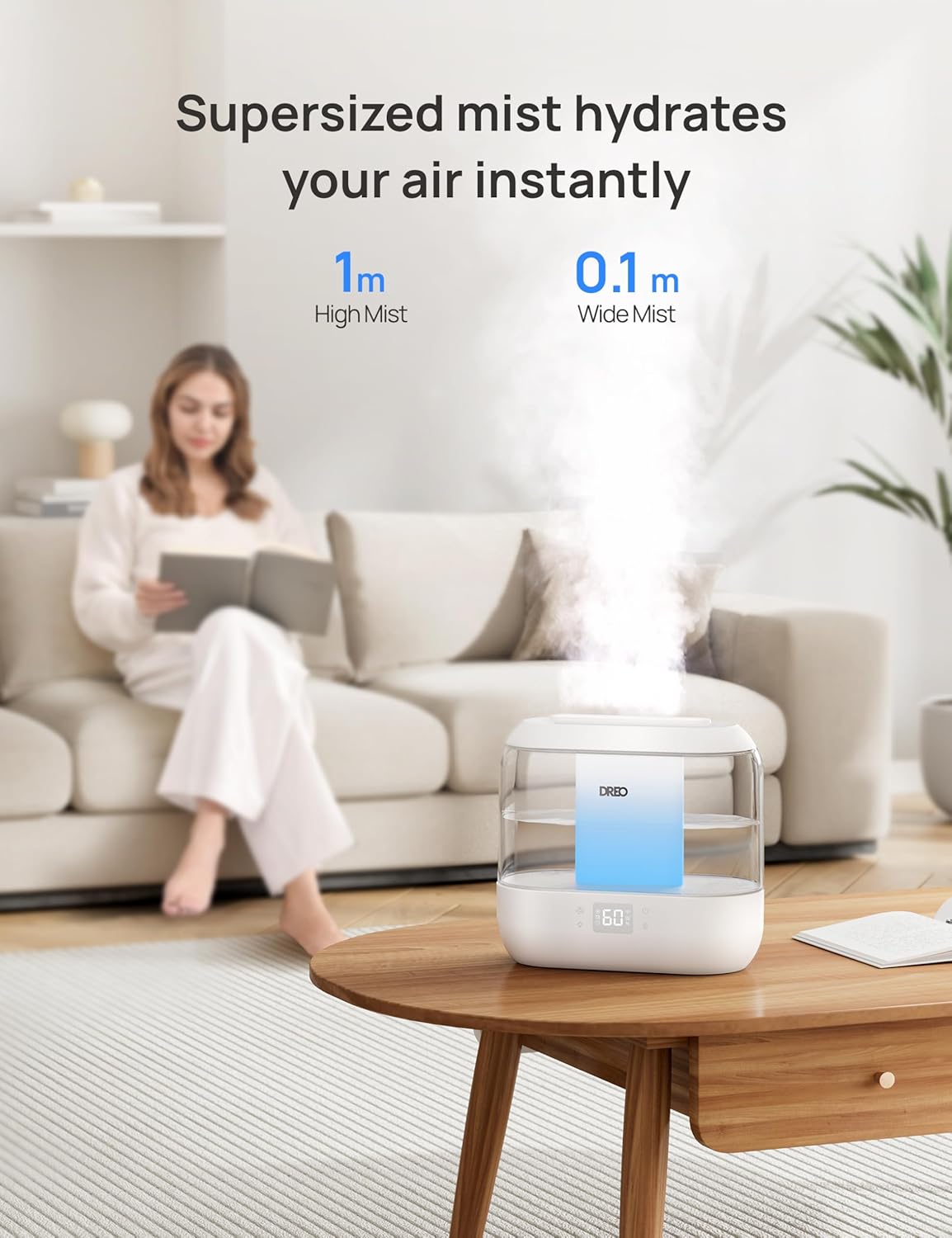 DREO Smart-Luftbefeuchter für Schlafzimmer, von oben befüllbarer 4-Liter-Siuper-Large Cooler Mist-Luftbefeuchter mit Öldiffusor und Nachtlicht, 36 Stunden Laufzeit, leiser Ultraschall-Luftbefeuchter für zu Hause – Bild 4