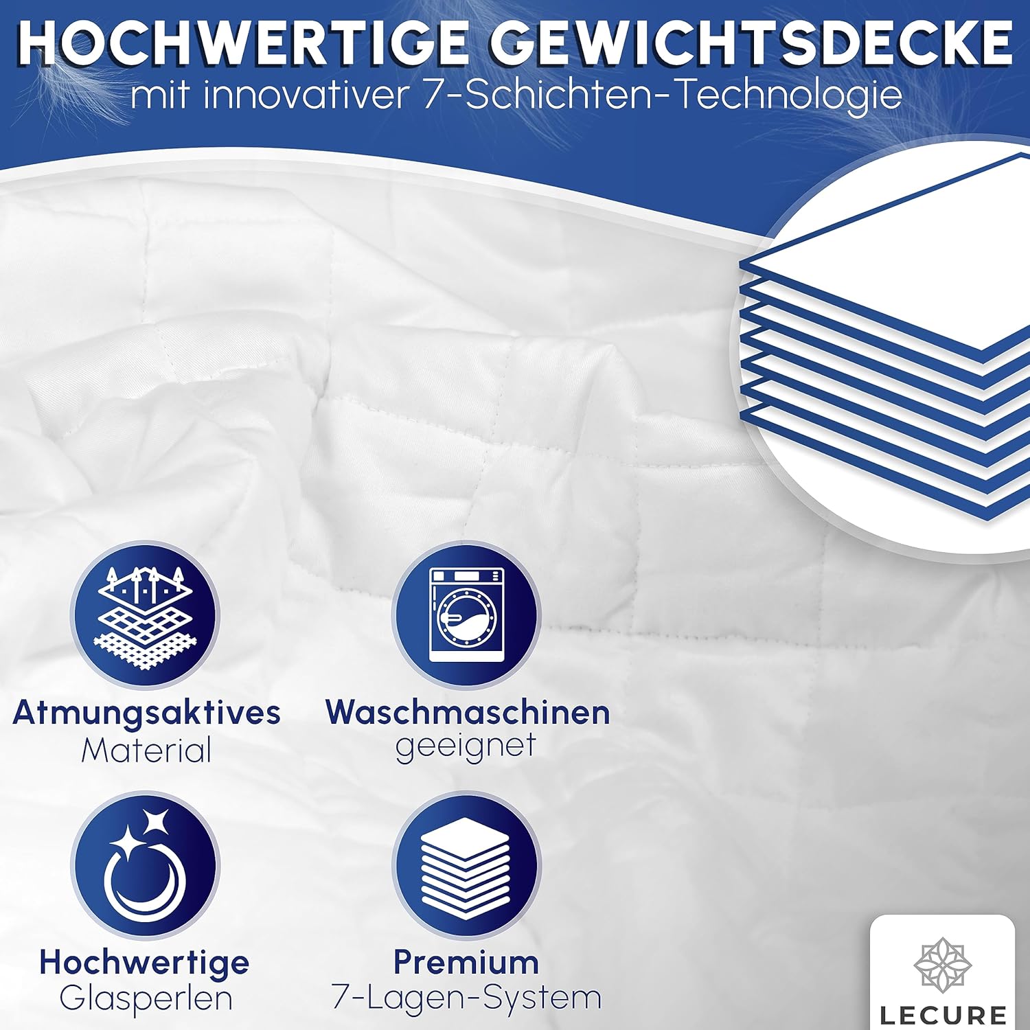 Gewichtsdecke 135 x 200 cm 6 kg (inkl. Aufbewahrungstasche) – Therapiedecke aus 100 % Baumwolle für Erwachsene – schwere Decke für einen besseren Schlaf – Gewichtsdecke – Bild 6
