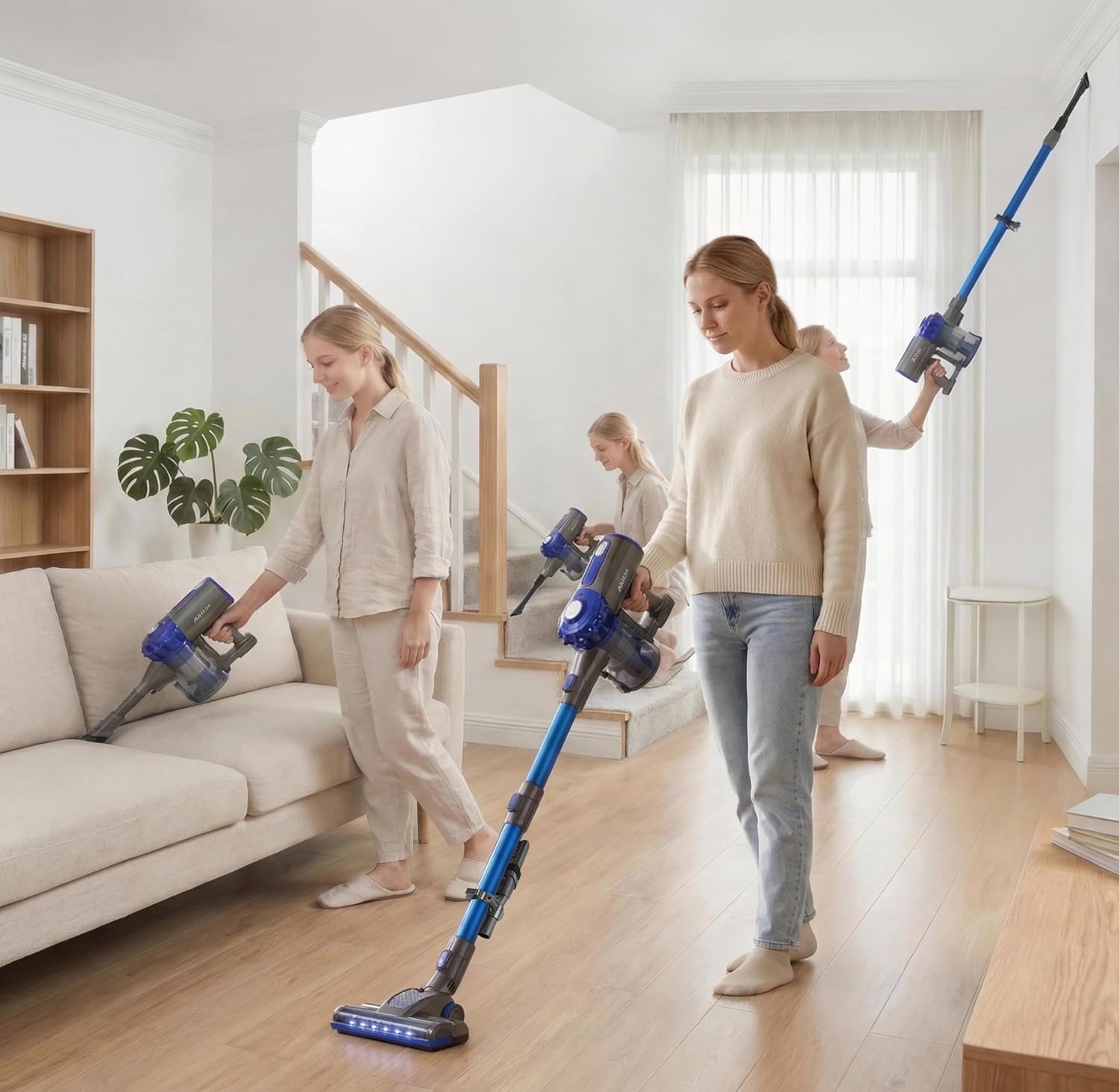 Akitas V8 3-in-1 kabelloser Hand- und vertikaler, leichter 22,2 V 150 W wiederaufladbarer Lithium-Akku für Böden, Teppiche, Tierhaare – Bild 3