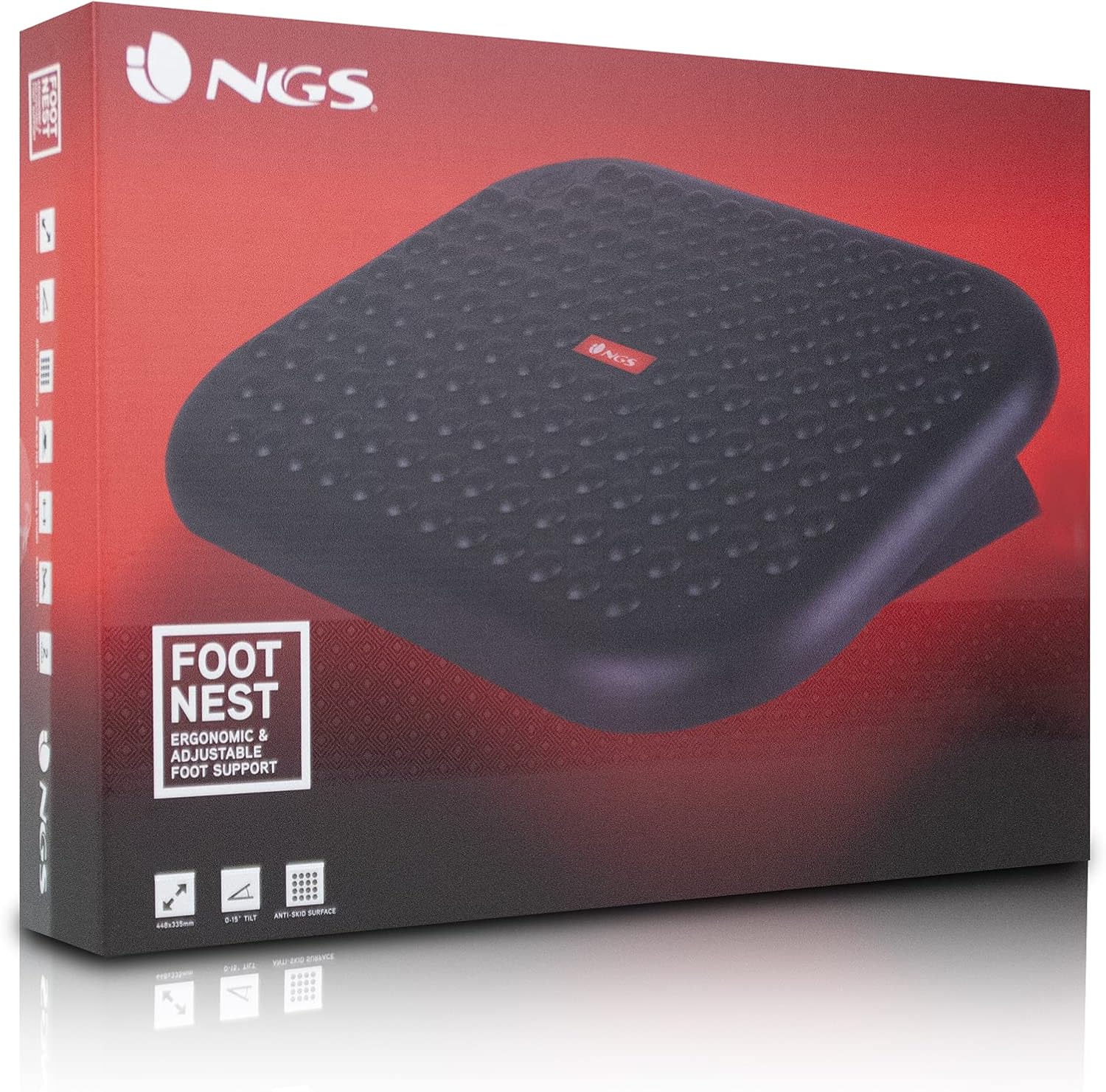 NGS Footnest Ergonomische höhenverstellbare Fußstütze, Bürofußstütze mit Neigung 0° - 15º und rutschfestem Fuß – Bild 8