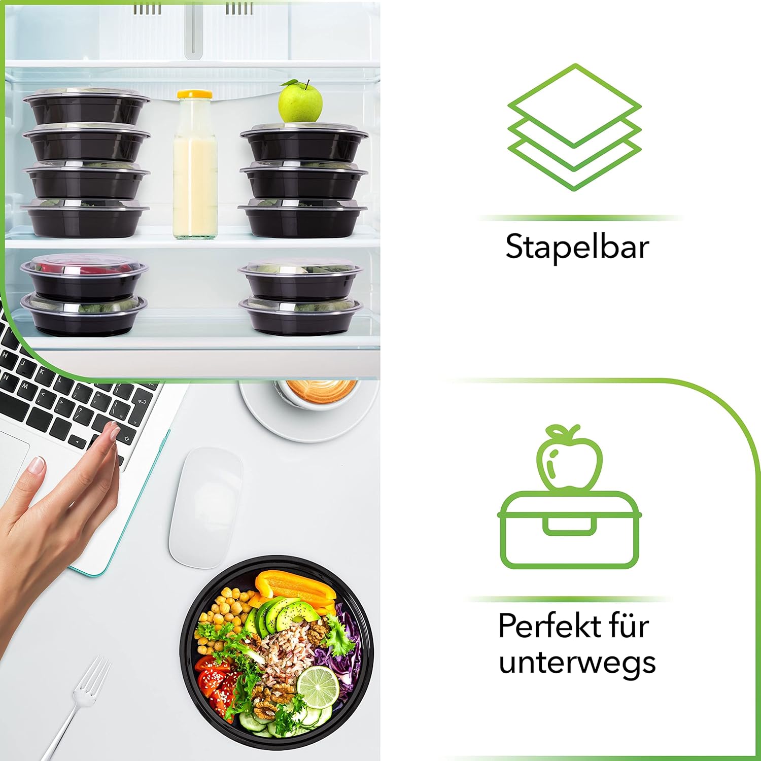 (30 Stück) 1-Fach-Behälter für die Zubereitung von Mahlzeiten mit Deckel, Boxen, wiederverwendbar, mikrowellengeeignet, spülmaschinenfest, Lebensmittelbox, Lunchbox, luftdichter Deckelverschluss – Bild 8