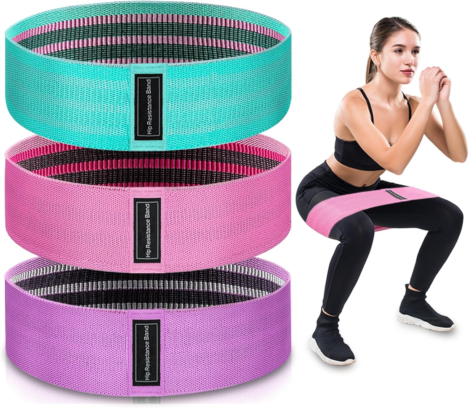 Trainingsbänder, Stoff-Widerstandsband für das Training, Trainingsbänder mit Widerstand für Frauen und Männer, mehrfarbige Stoff-Booty-Bänder für Beinkrafttraining, Reha, Yoga