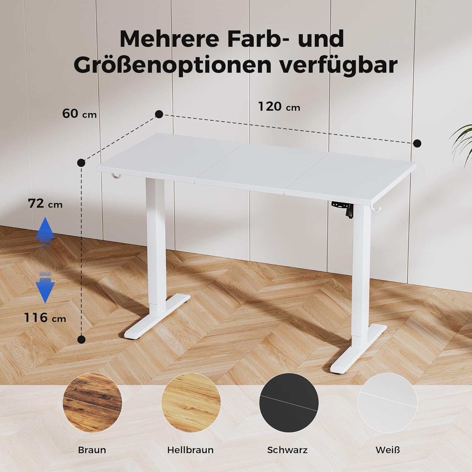 Agilestic höhenverstellbarer Schreibtisch 120 x 60 cm, robuster Schreibtisch, höhenverstellbar, elektrisch mit Memory-Handsteuerung, ergonomischer Stehsitztisch, Computertisch, weiß – Bild 5