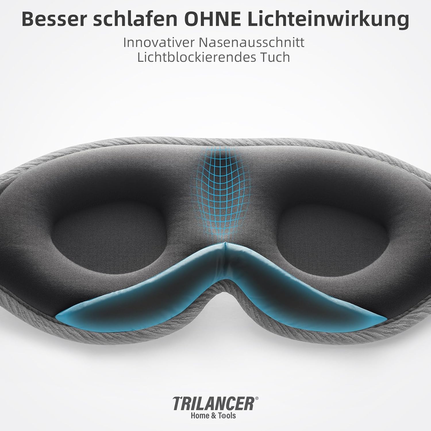 2026 Innovative Schlafmaske für Männer und Frauen, 99,99 % Lichtblockierung, ergonomische, verstellbare Augenmaske mit Ohrstöpseln für Schlaf, Nickerchen, Meditation, Reisen, bequemen Schlaf (grau) – Bild 3