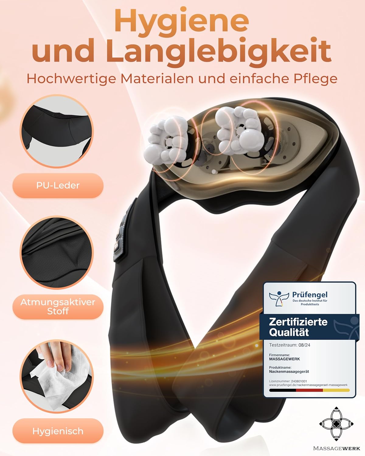 Shiatsu Rücken- und Nackenmassagegerät | Elektrisches Nackenmassagegerät mit Wärmefunktion | Ergonomisch, ideal zur Linderung von Muskelverspannungen und Schmerzen – Bild 2