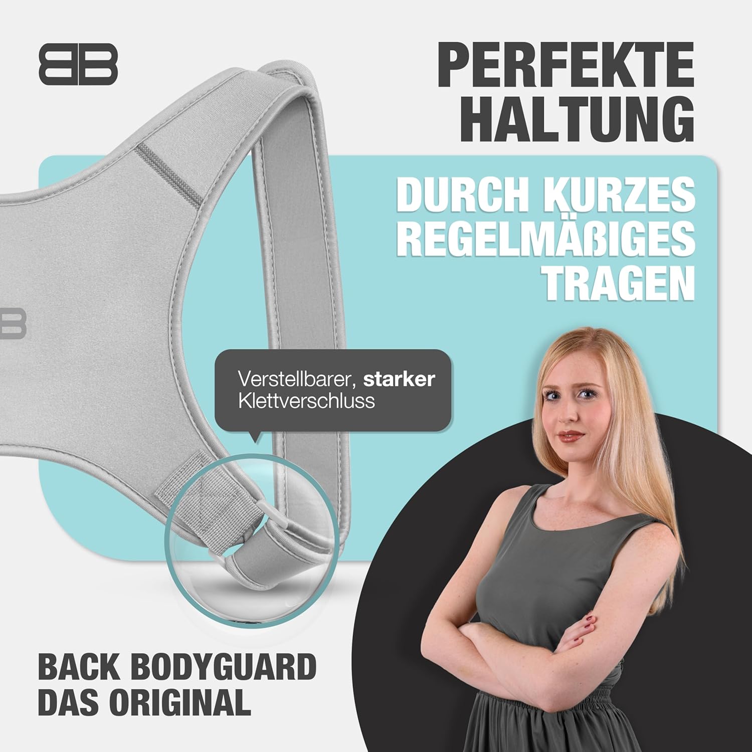 Back Bodyguard Haltungskorrektur – Innovativer Rückenaufrichter für aufrechte Haltung, Rückenstütze, Rückenstabilisator, Grau, M – Bild 2