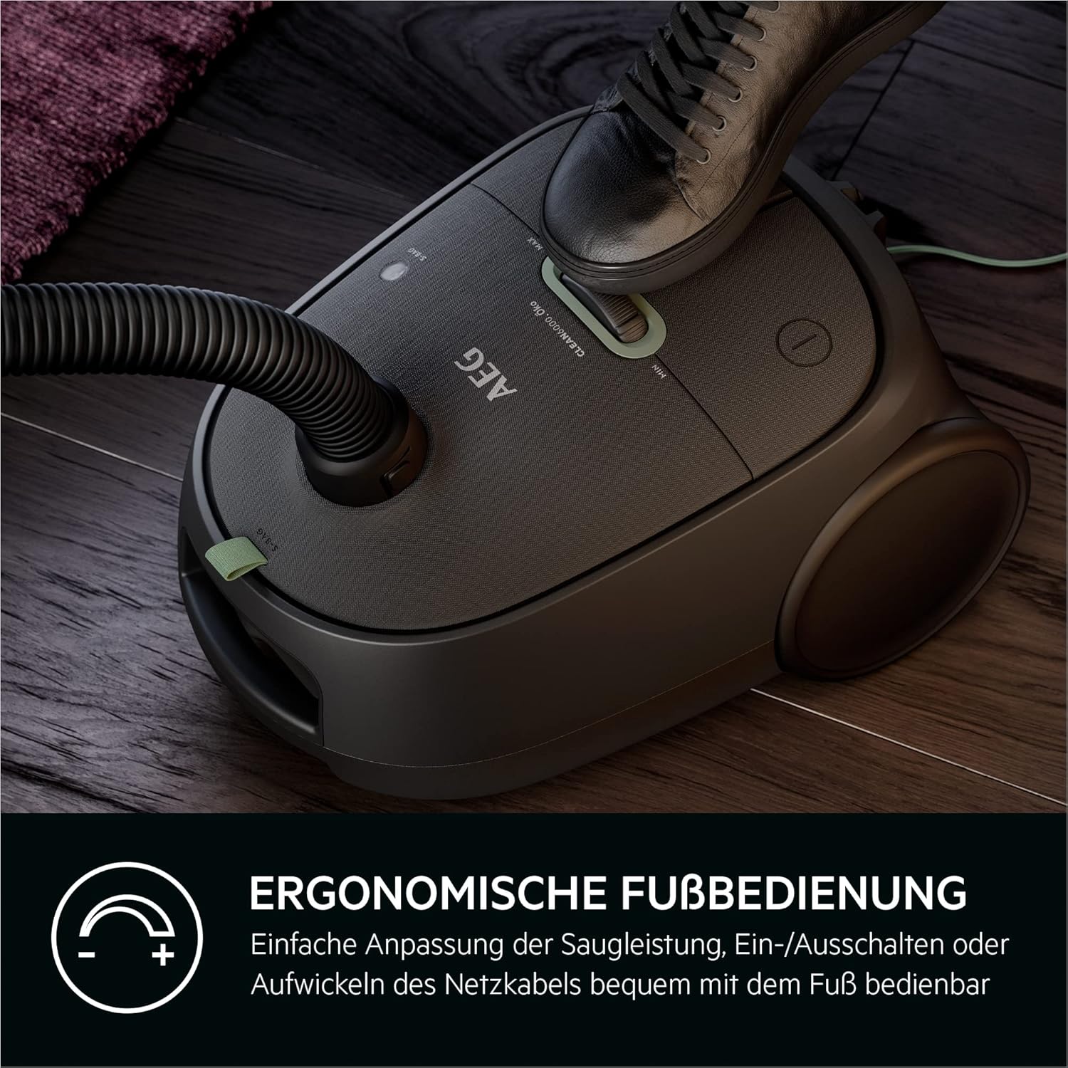 AEG Clean 6000 AB61C1OKO Öko-Staubsauger, hohe Saugleistung, zusätzliche Düsen, XL-Räder, Edelstahl-Teleskoprohr, 65 % recyceltes Material, 12 m Kabel, 850 Watt, Zubehör, grau – Bild 10