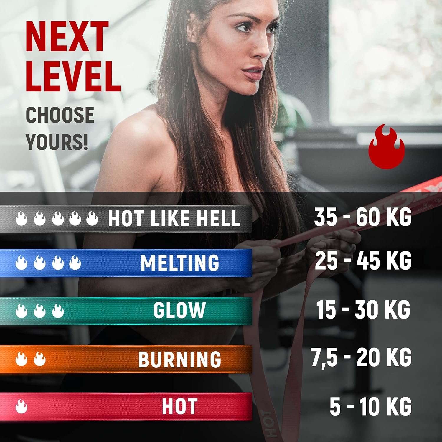 NEOLYMP Fitnessbänder, Widerstandsbänder & Widerstandsbänder – Krafttraining, Muskelaufbau, Gymnastikband-Set, Trainingsbänder waschbar, Fitnesszubehör für Home Gym & Ganzkörpertraining – Bild 2