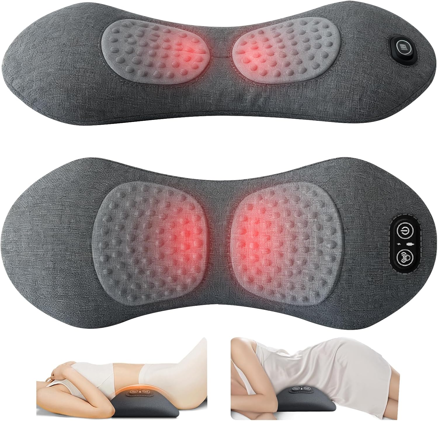 3-in-1-Rückenmassagegerät, Rückenmassage, elektrisches Lendenmassagegerät, elektrisches Lendenwirbel-Traktionsgerät, Rückenmassagegerät mit Traktion, Vibration und Wärme, intelligentes Massagegerät