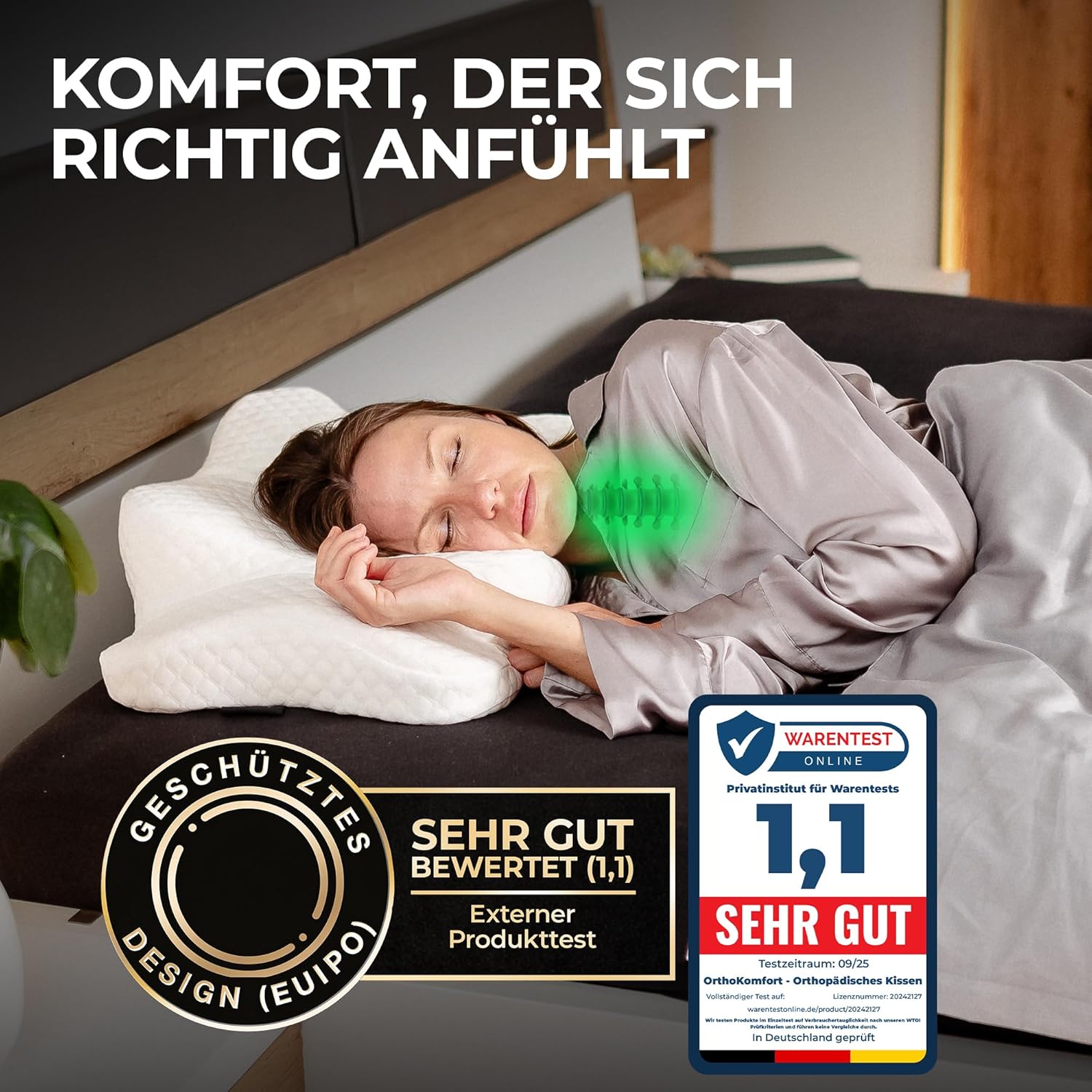Nackenstützkissen, ergonomisches Memory Foam-Kissen für alle Schlaftypen, inklusive Bezug, Öko-Tex-geprüft, temperaturausgleichende Wirkung, weiß – Bild 2