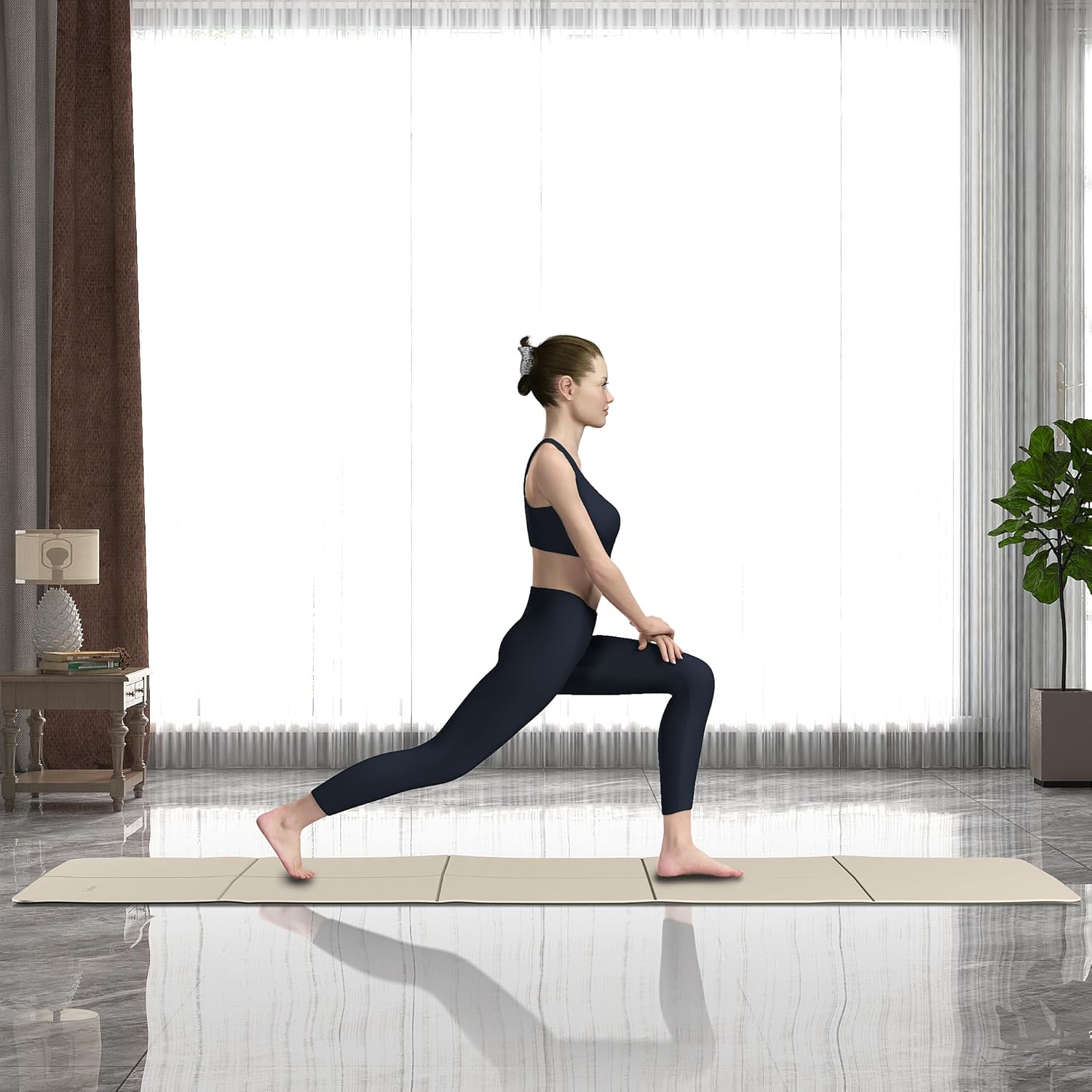 Faltbare Yogamatte für Reisen, zweifarbige Yogamatte, 6 mm dick, mit Tragetasche, rutschfeste TPE-Übungs-Pilatesmatte für 183 cm L x 61 cm B – Bild 6