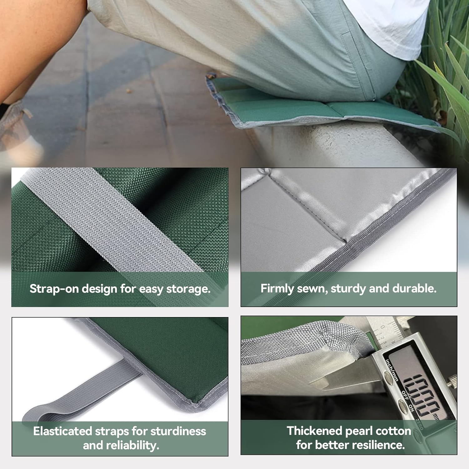 2er-Set Thermo-Sitzkissen, Outdoor, faltbare Sitzmatte, Komfort-Sitzpolster, wasserdichtes Thermo-Sitzkissen für Picknick, Outdoor, Camping, Wandern, Zubehör mit Tragetasche (schwarz/grün) – Bild 3