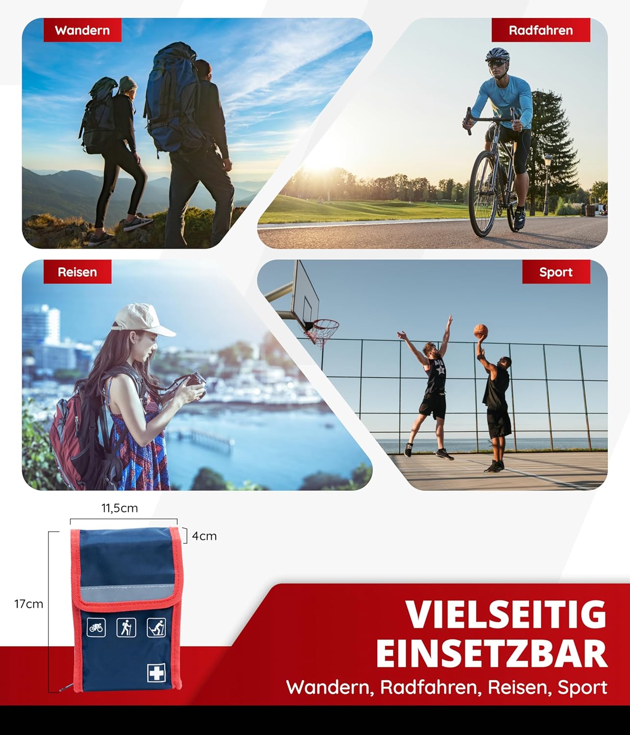 Outdoor-Erste-Hilfe-Set – perfekt zum Wandern, Radfahren und Camping – reflektierende Erste-Hilfe-Tasche zur Befestigung am Rucksack oder Fahrrad – Bild 4