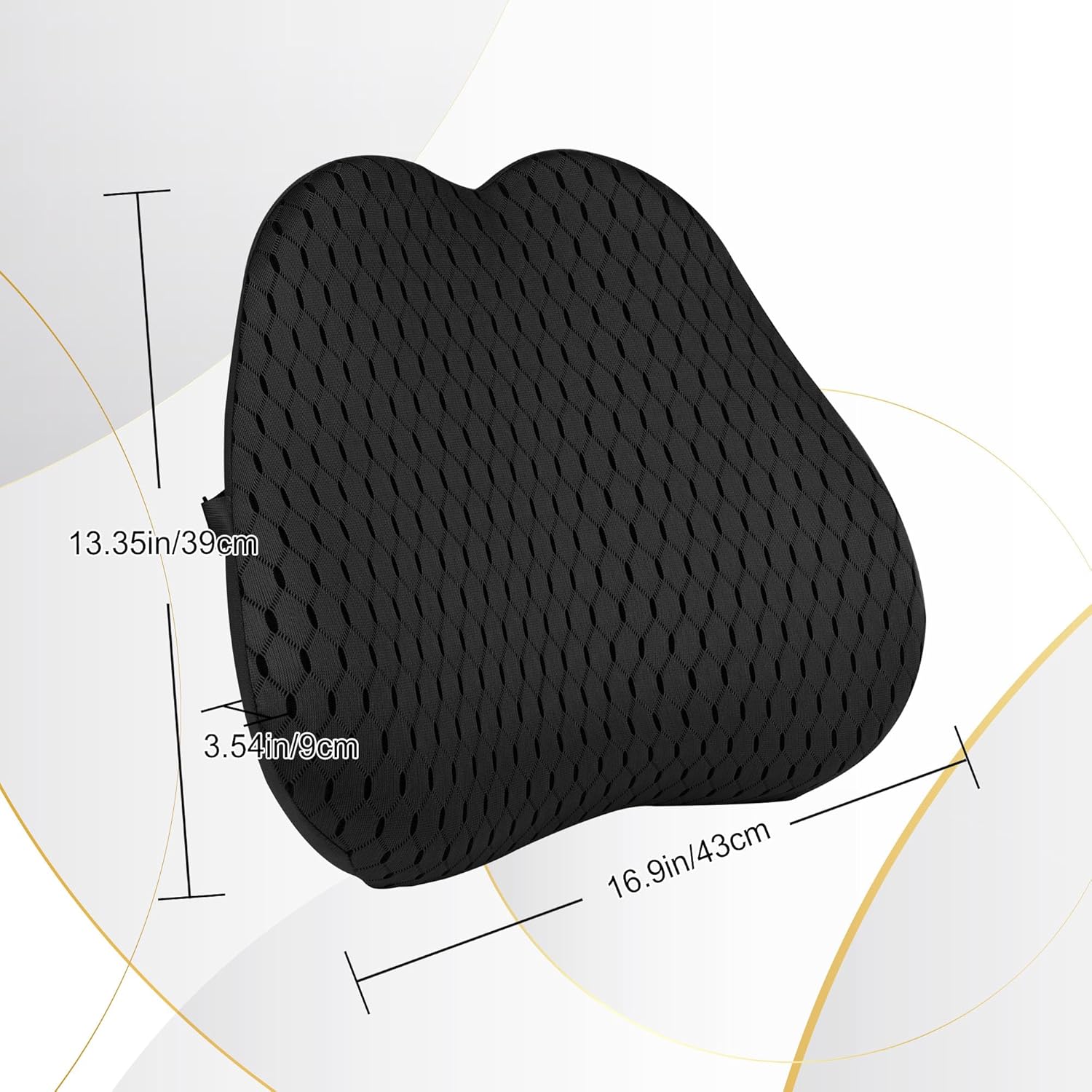 Lendenkissen, Lendenkissen, Memory-Schaum, ergonomisches 3D-atmungsaktives Netz, verstellbare Träger und abnehmbarer Bezug für Bürostuhl/Autositz, universell (schwarz) – Bild 7