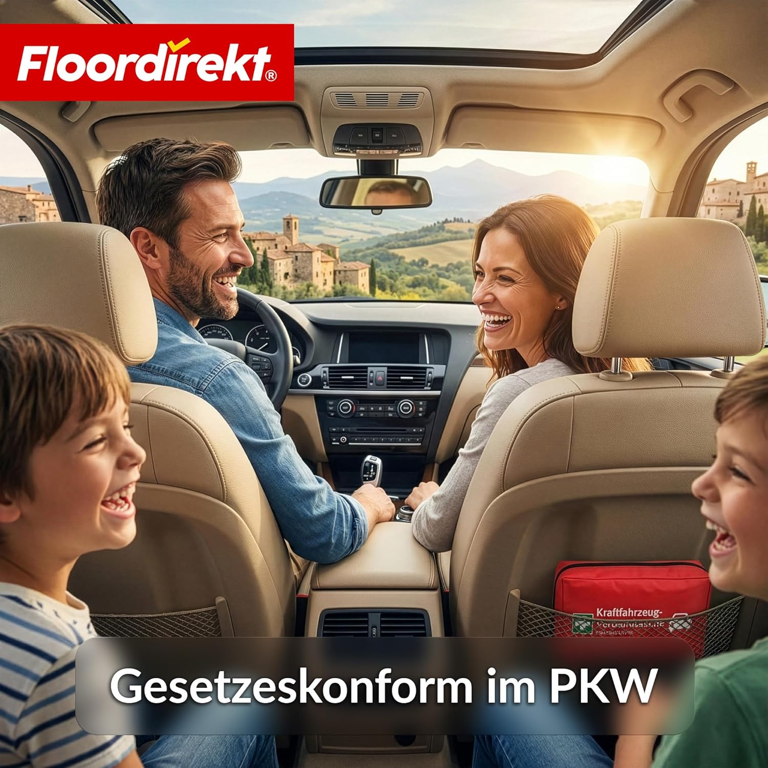 Floordirekt Auto-Verbandstasche mit 2 Masken – Verbandstasche nach DIN 13164 – europaweit gültig – Verbandskasten-Set für Auto und Motorrad (Auto-Verbandstasche) – Bild 4