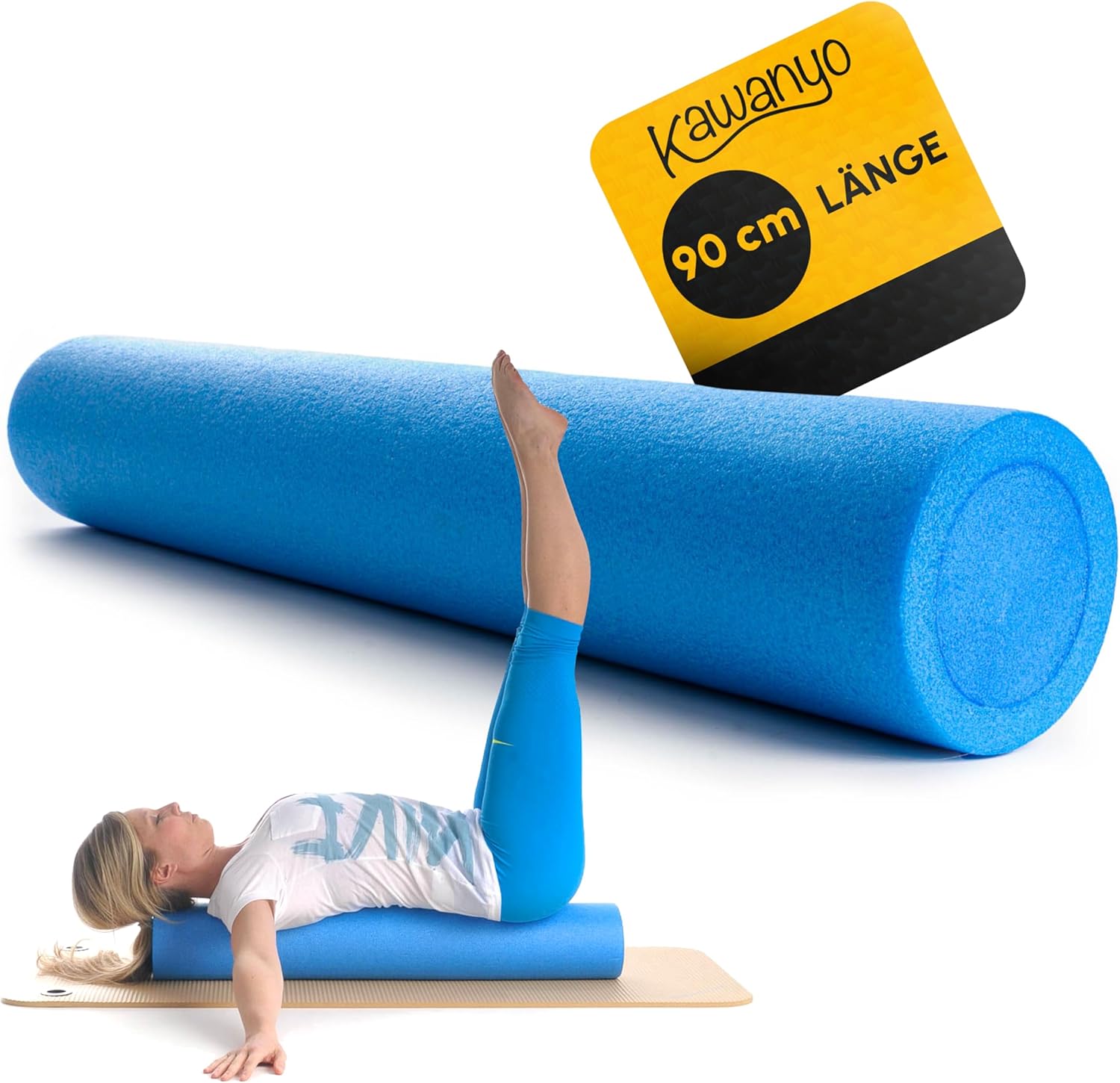 Pilates-Rolle für Stabilitäts- & Gleichgewichtsübungen – Übungshilfe für das Pilates-Training – Yoga-Rolle aus Hartschaum für Yoga, Pilates, Fitness, Gymnastik, Rehabilitation & Therapie