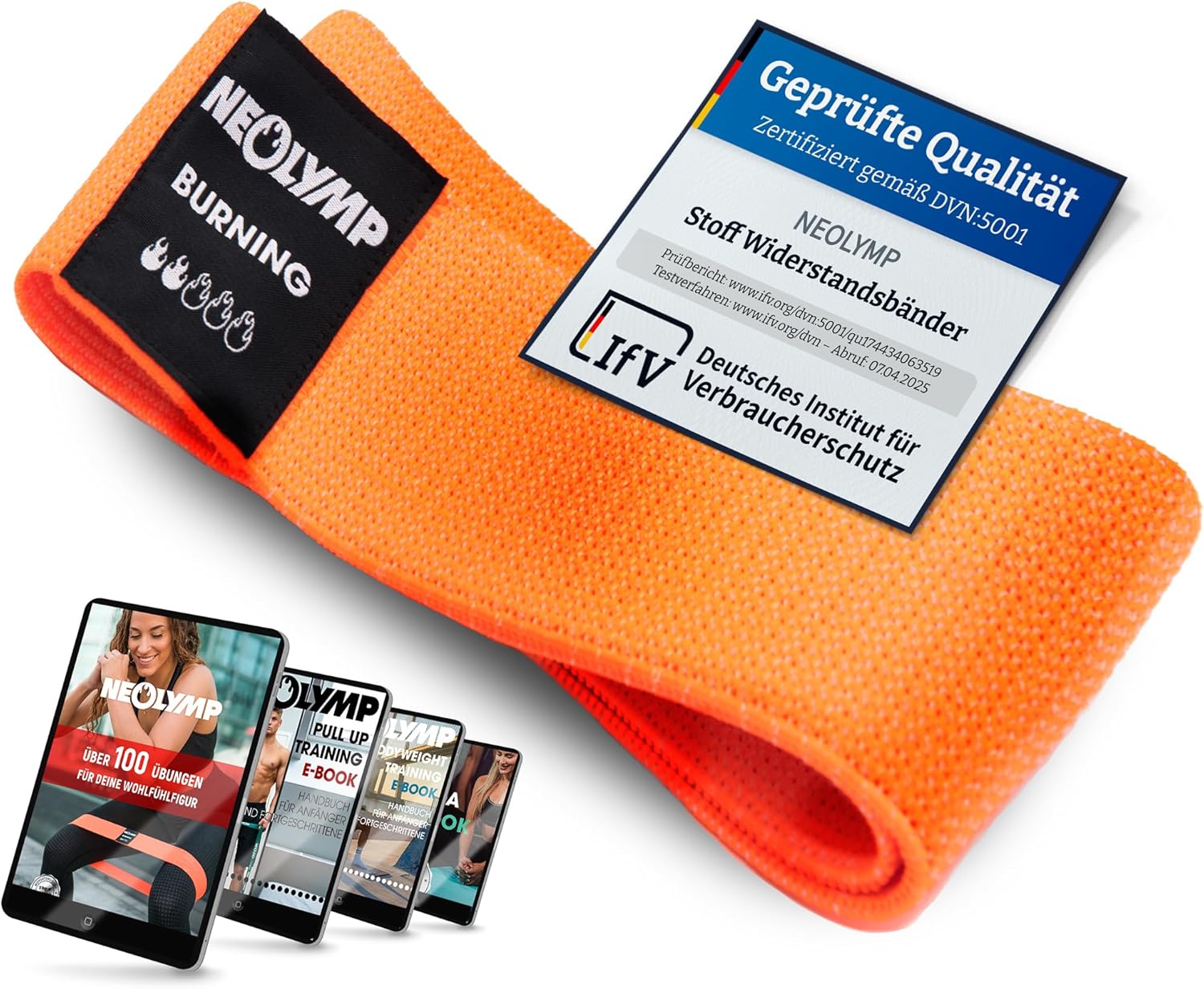 Neolymp Premium Fitnessbänder für den professionellen Sporteinsatz + Buch mit über 100 Übungen, Fitnessband, Thermoband, Widerstandsband, Terraband für Pilates / Crossfit