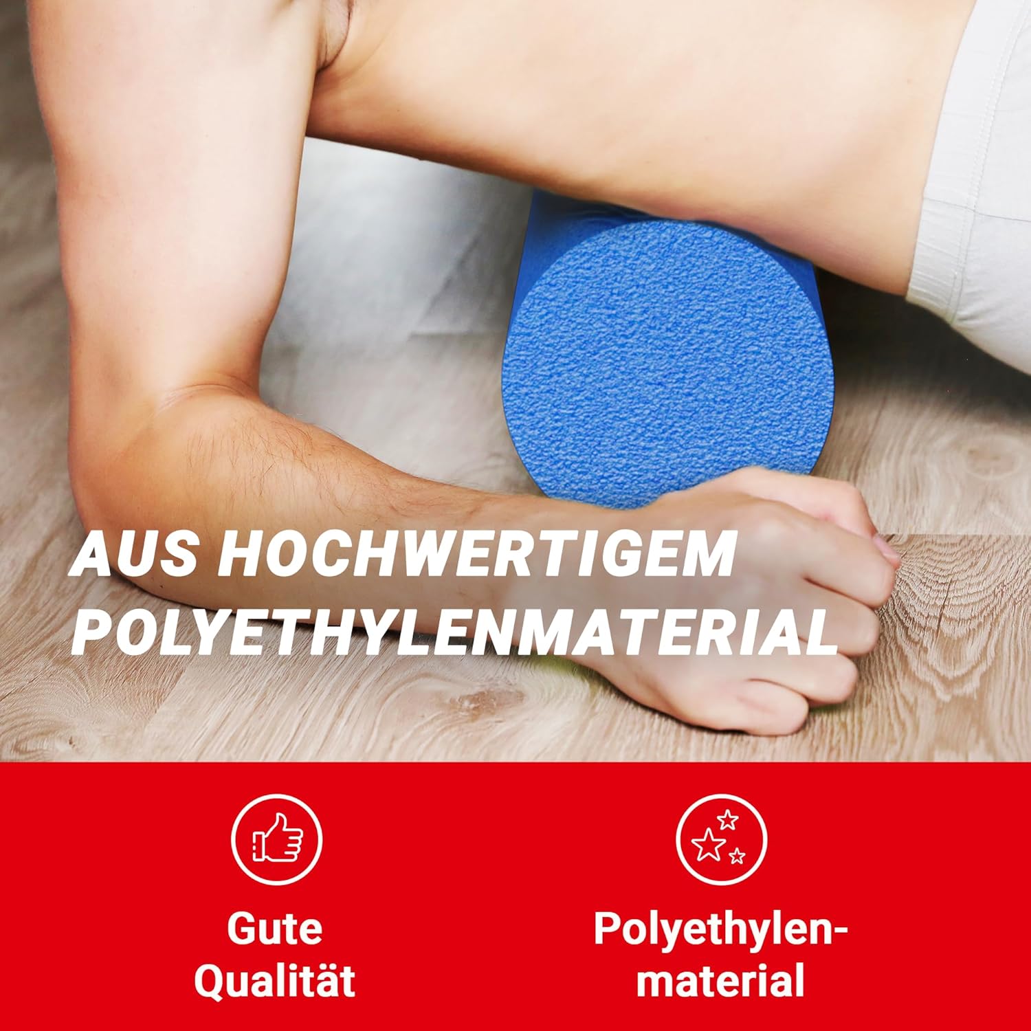 Pilates-Rolle 90 cm x 15 cm aus EVA-Hartschaum (weich) – Schaumstoffrolle für Faszien, Rücken & Wirbelsäule – Yoga-Rolle für Training, Regeneration & Dehnung – Fitness-Massagerolle blau – Bild 3