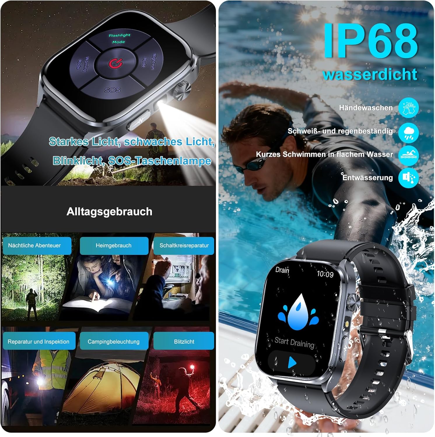2026 KI-GPT Smartwatch EKG/BI-Druck Q&A-Funktion 2,0-Zoll-Gesundheitsuhr mit Harnsäure/BMI/Herzfrequenzmonitor/HRV/Herzfrequenz, SpO2, Schlaf, Apnoe-Monitor, Bluetooth-Anruf, SOS, IP68 + Wasserauslass – Bild 9