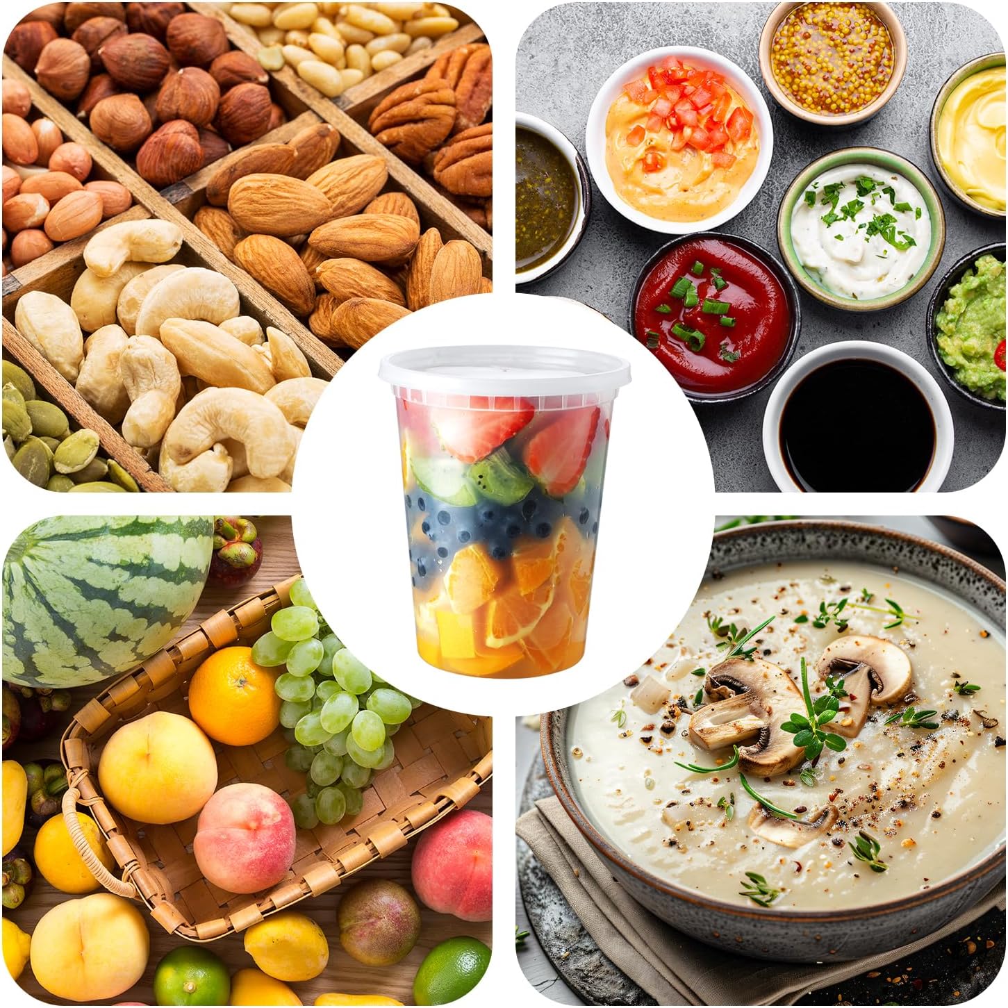Eupako Vorratsgläser mit Deckel, luftdicht, Feinkostbehälter, 30 Stück, 32oz/960 ml Meal-Prep-Behälter, BPA-frei, luftdicht und mikrowellengeeignet, für Suppe, Overnight Oats und To-Go – Bild 7