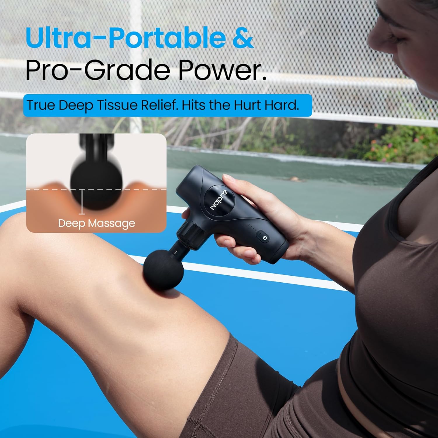 Massagepistole,NAPRE 3-in-1 Mini Massage Gun Massage Pistole mit Abnehmbar Verlängerung,Muskel Percussion Massagegerät für Rücken Nacken Körper,Ultra-Leise & Klein,5 Köpfe & Koffer – Bild 5