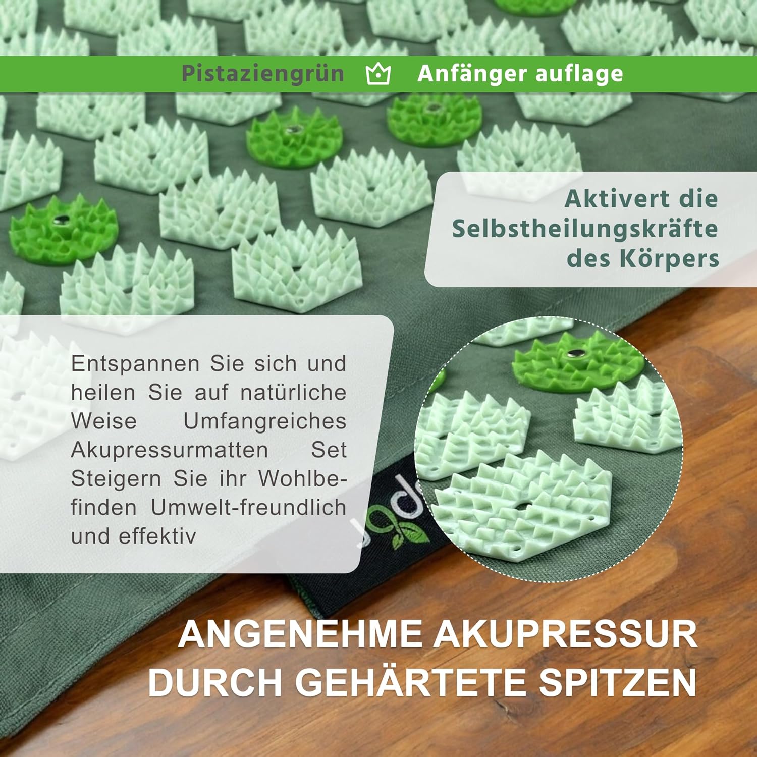 Akupressurmatten-Set mit Kissen, Tasche, Massagehandschuhen, Akupunkturmatte, Entspannungsgeschenk, Massagematte, Akupressurmatte hilft bei Verspannungen, Rückenschmerzen Caspor – Bild 3