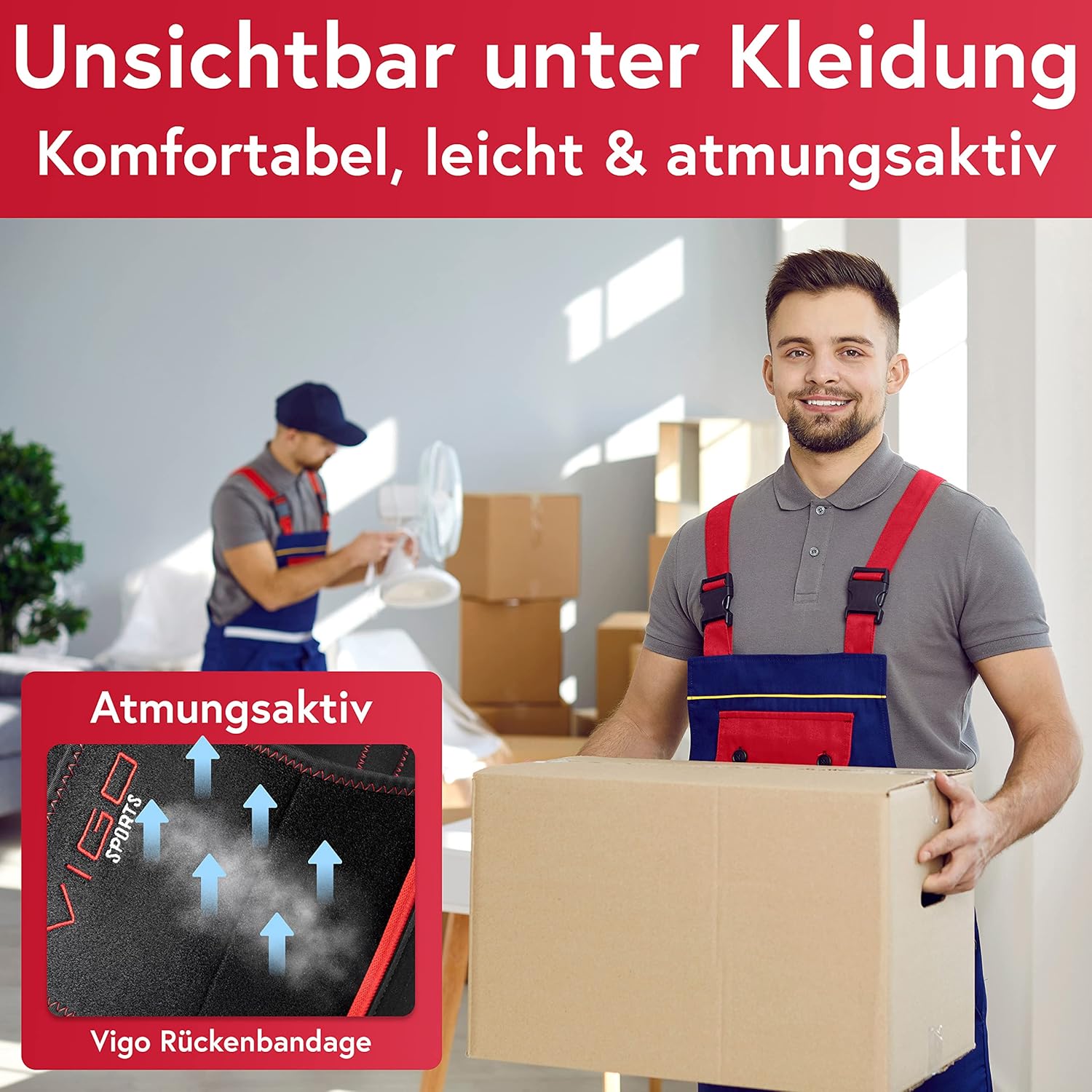 Vigo Sports Rückenbandage, maschinenwaschbar – Anti-Schweiß-Nierengürtel zur effektiven Rückenstabilisierung, Rückenstützgürtel für Damen und Herren, wärmender Lendenwirbelstützgürtel – Bild 5