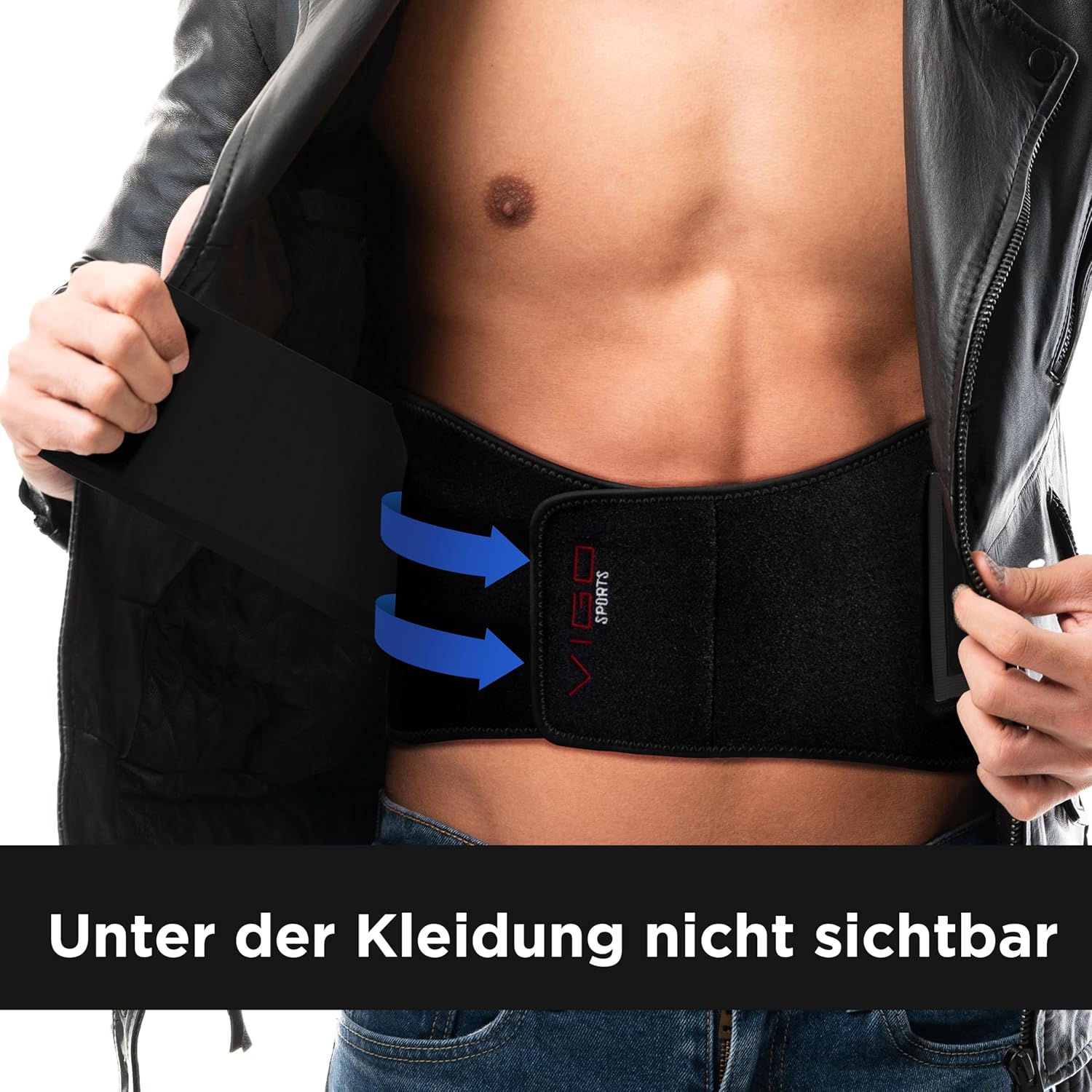 Vigo Sports Rückenbandage, maschinenwaschbar – Anti-Schweiß-Nierengürtel zur effektiven Rückenstabilisierung, Rückenstützgürtel für Damen und Herren, wärmender Lordosenstützgürtel – Schwarz, S – Bild 7