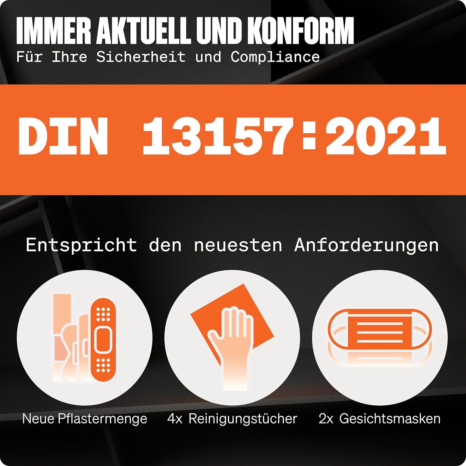 Erste-Hilfe-Nachfüllset DIN 13157:2021 inklusive Erste-Hilfe-Anleitung - Erste-Hilfe-Set Nachfüllset DIN 13157 mit praktischen Innentaschen - 13157 Nachfüllset für Unternehmen - Verbandsmaterial-Set – Bild 2