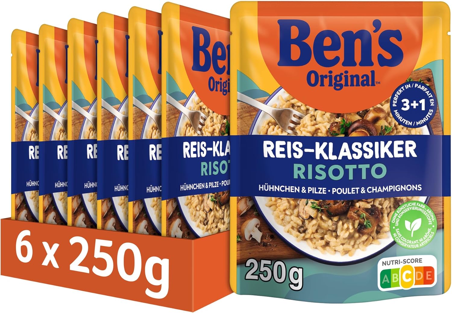 BEN'S ORIGINAL Fertiggericht Risotto mit Huhn und Pilzen 6 x 250 g