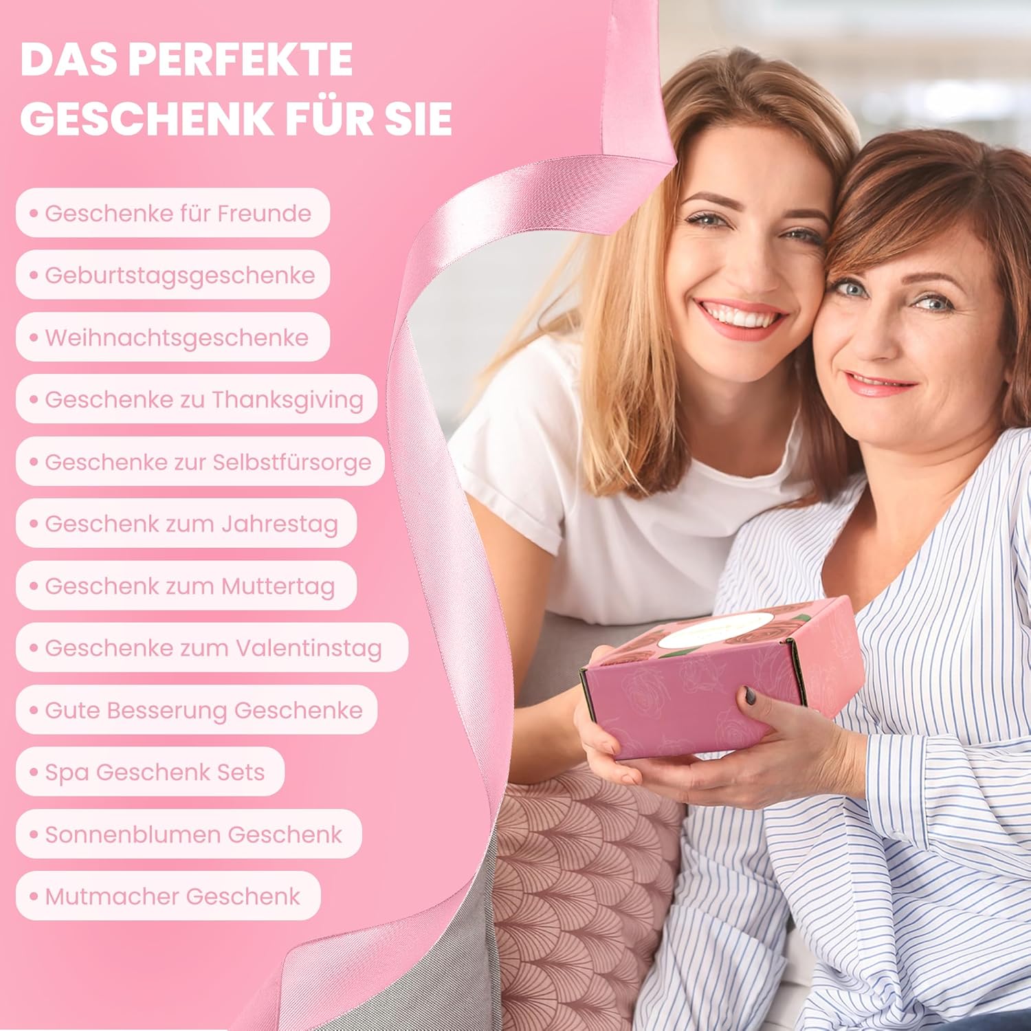 Spa-Geschenkset für Damen – Entspannungsset mit Rosenöl, Rosen-Duftkerze, Rosen-Badesalz und Überraschungs-Rubbelkarte, Geburtstagsgeschenk für die beste Freundin, Luxus-Geschenkset für Frauen (8-teilig) – Bild 7