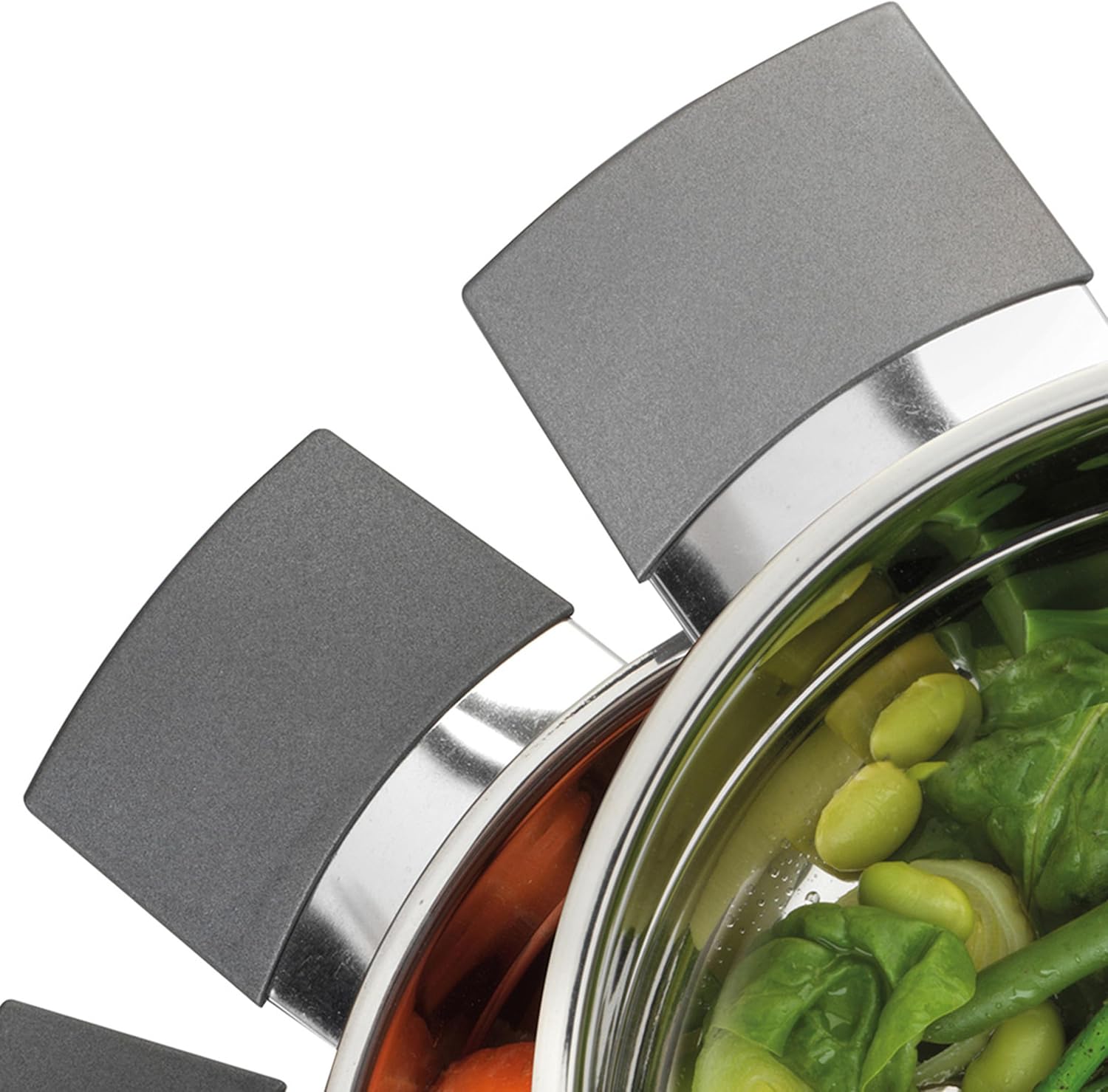 Russell Hobbs RH01170EU Excellence 3-teiliger stapelbarer Dampfgarer – 18 cm Dampfgarer-Set, Glasdeckel, kompakte Induktionspfannen, ideal für die Zubereitung von Eiern, Fleisch, Chargenkochen, Edelstahl – Bild 7