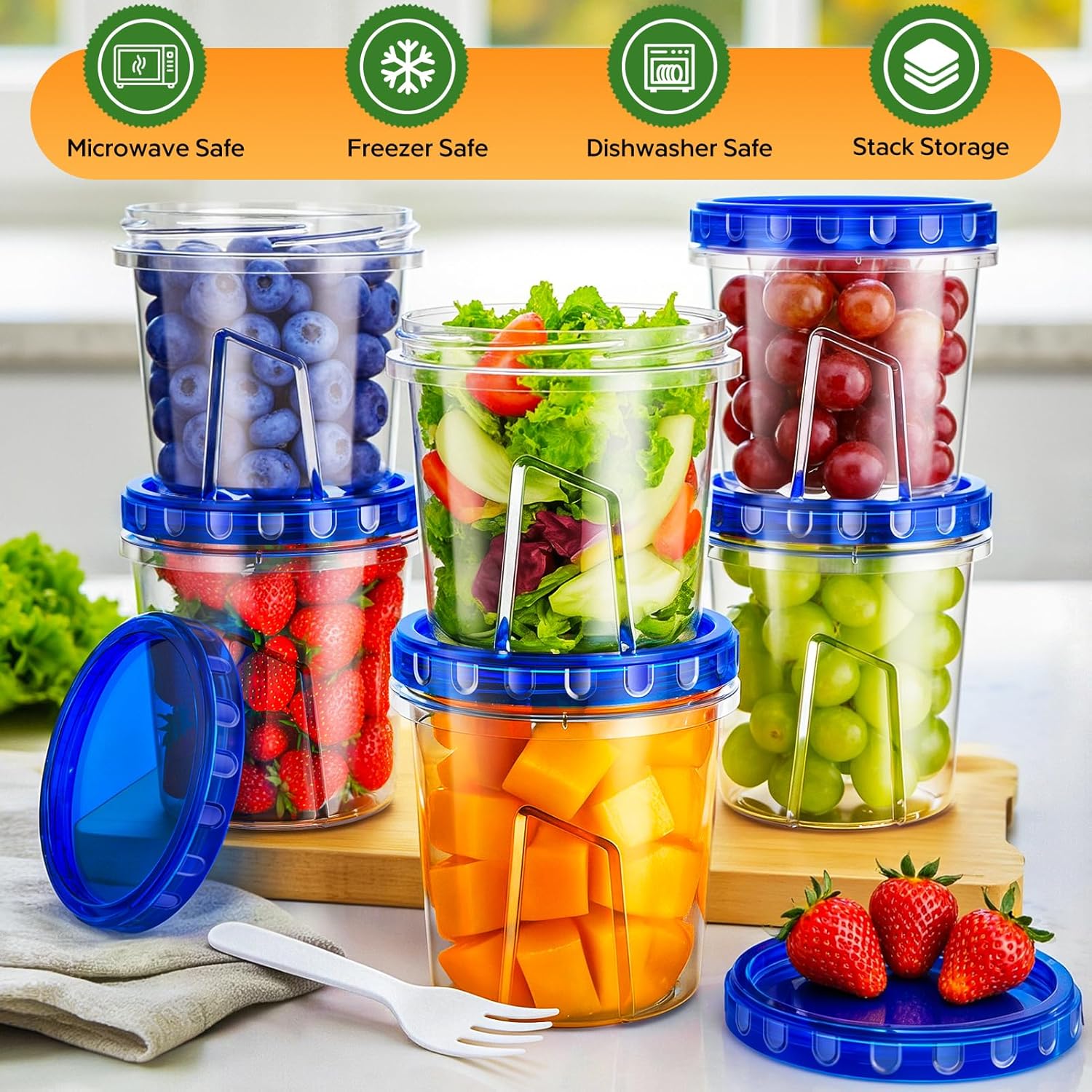 Wwtop Frischhaltedosen mit Deckel 6 x 720 ml, Vorratsdosen mit Deckel Luftdicht, Meal Prep Boxen, Auslaufsichere Aufbewahrungsbox Gefrierdosen Küche, BPA-frei, Mikrowellen und Mikrowellengeeignet – Bild 5