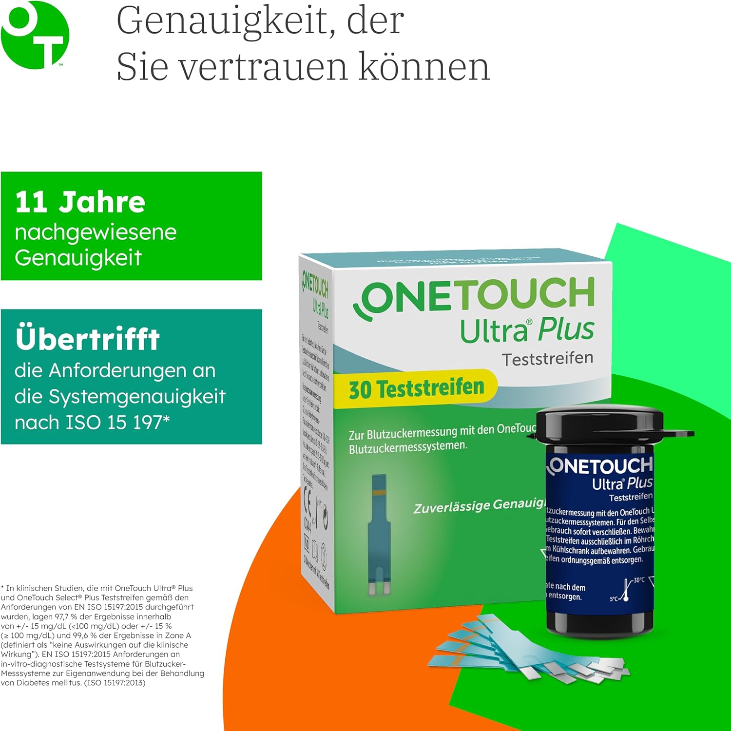 OneTouch Ultra Plus Blutzucker-Teststreifen I 30 Stück I 1 Packung I zur Blutzuckermessung bei Diabetes (Zuckerkrankheit) – Bild 3