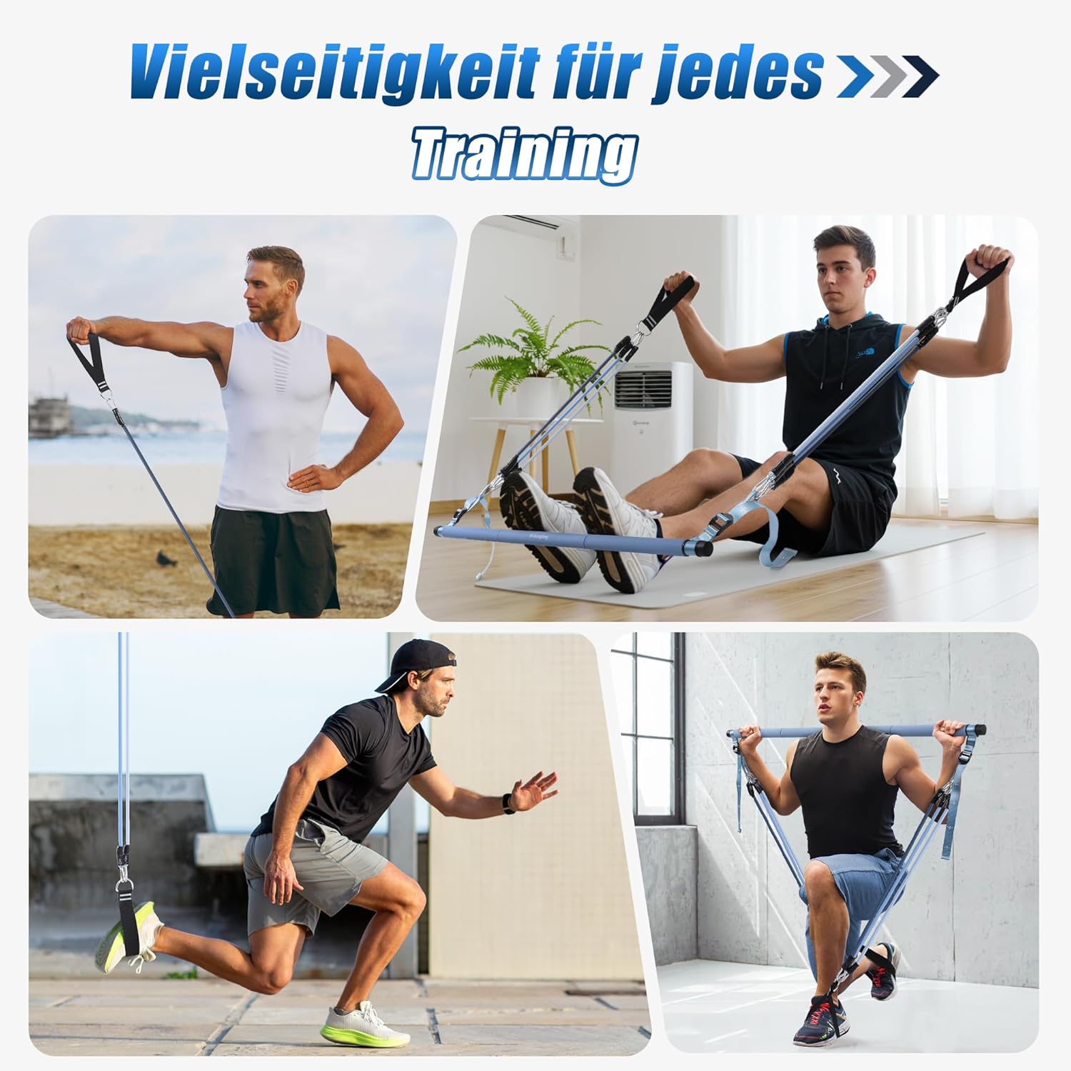 ALongSong Pilates Bar Set mit Widerstandsbändern Krafttraining 180LBS/140LBS/240LBS/360LBS Resistance Bands Fitnessbänder Set & Pilates-Stange, Griffe für Fitness/Yoga/Gym – Bild 8