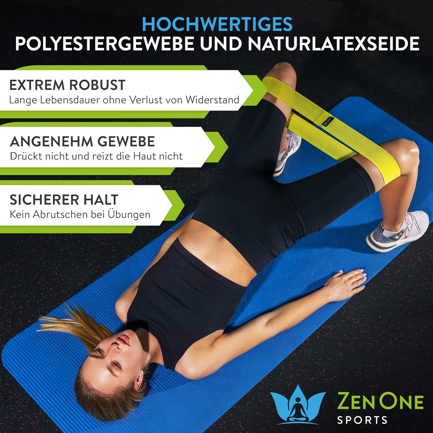 ZenOne Sports® Fitnessbänder aus Latex I Loop Bänder Set - Widerstandsbänder in 3-5 Stärken I Resistance Bands für Krafttraining, Warm-up & mehr I Booty Band Set mit Workout-Guide, Theraband Loop – Bild 3