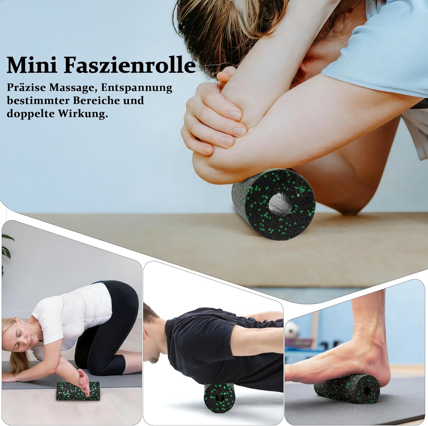 Faszienrolle Set Foam Roller Faszien Set mit Großer und Mini Faszienrolle Klein Faszienball und Duoball für Intensive Massage Faszien Training von Muskeln – Bild 5