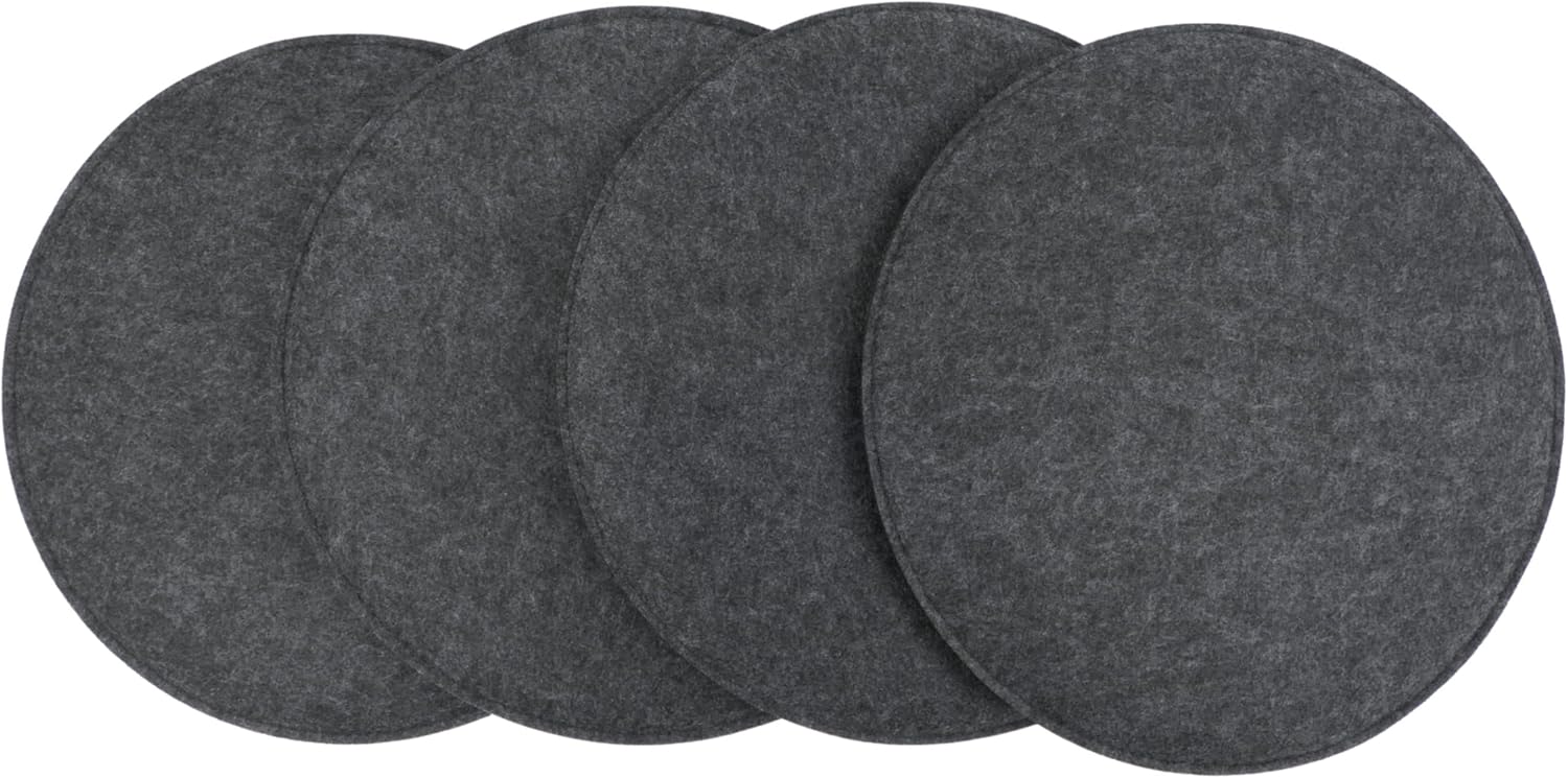 CB Home & Style Filz-Sitzkissen, Stuhlkissen, Kissen, 4 Stück, rund oder quadratisch (dunkelgrau, rund, Durchmesser 35 cm)