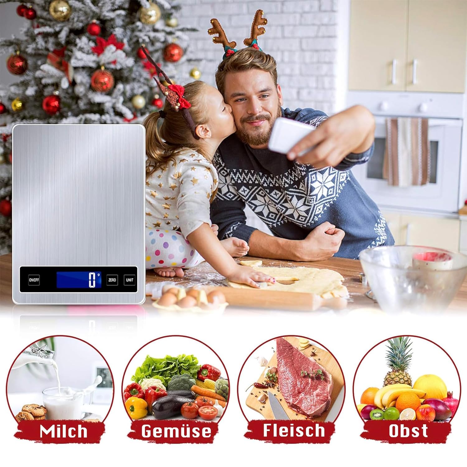 Küchenwaage Digitale Küchenwaage – Digitale Waage bis 15 kg und wunderbare Präzision bis 1 g | g/kg/lb:oz/ml/fl'oz | Typ oder batteriebetrieben | Haushaltswaagen – Bild 7