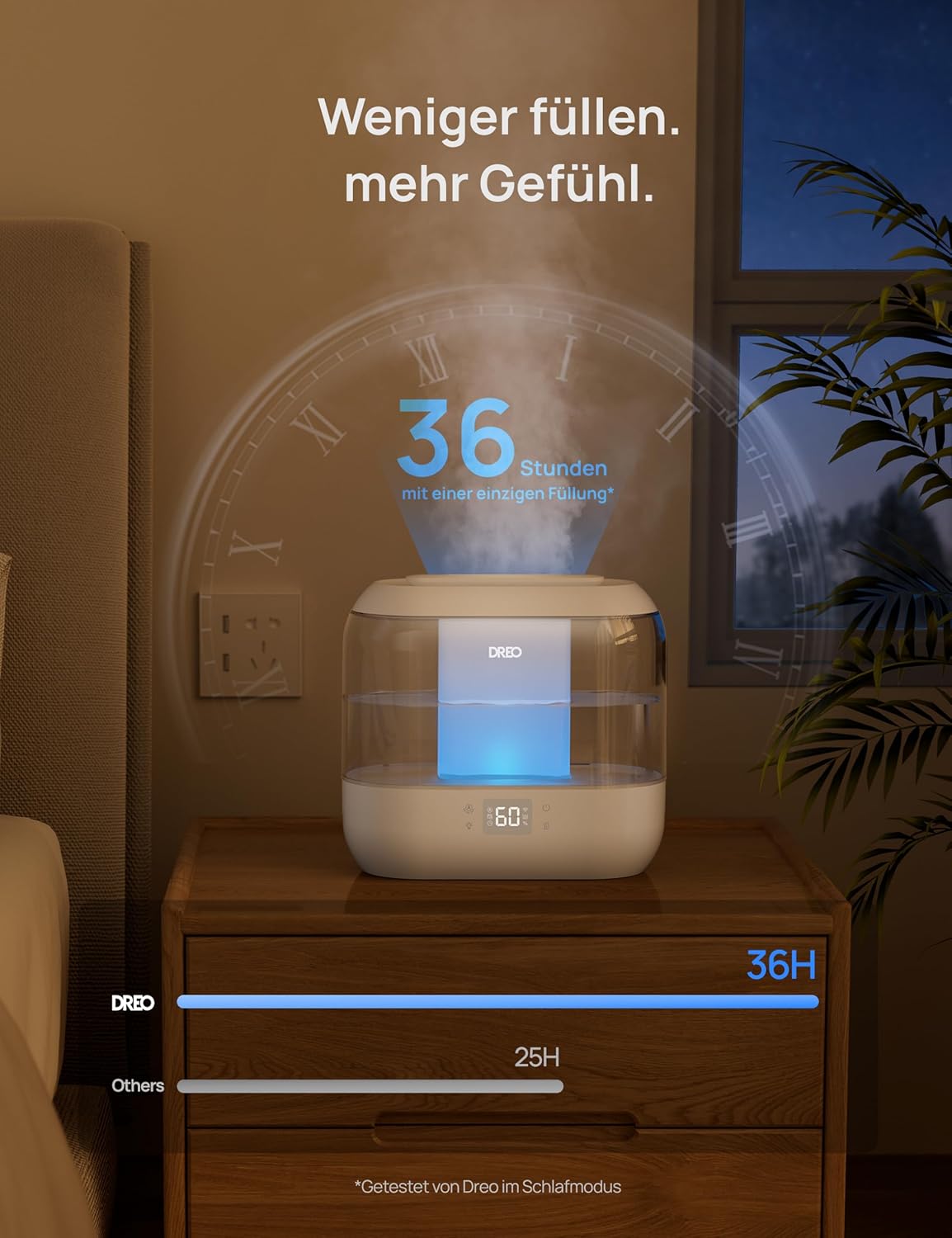 DREO Smart-Luftbefeuchter für Schlafzimmer, von oben befüllbarer 4-Liter-Siuper-Large Cooler Mist-Luftbefeuchter mit Öldiffusor und Nachtlicht, 36 Stunden Laufzeit, leiser Ultraschall-Luftbefeuchter für zu Hause – Bild 6