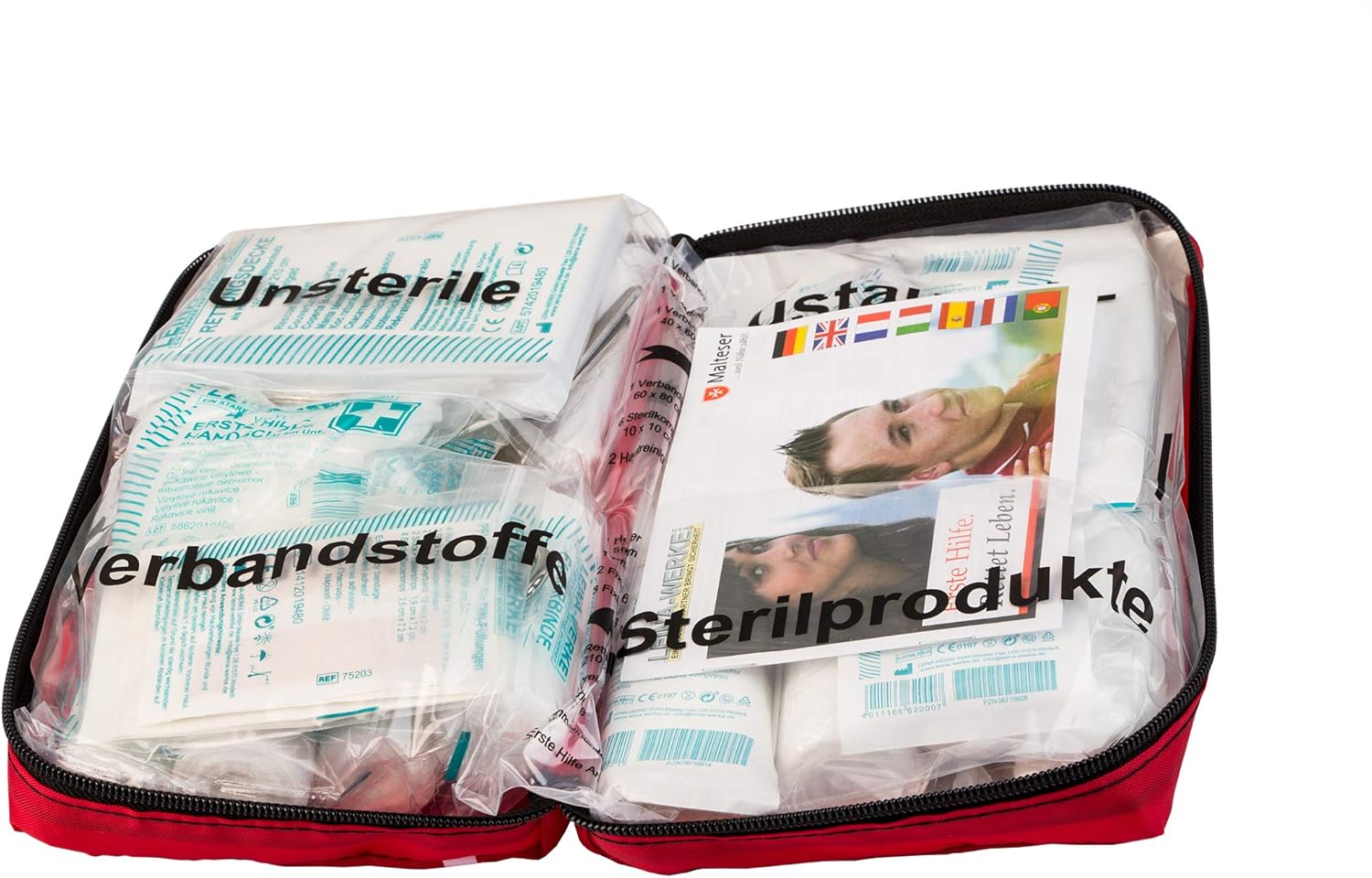 Leina 11008 Erste-Hilfe-Tasche kompakt ohne Klettverschluss, rot/schwarz/weiß – Bild 3