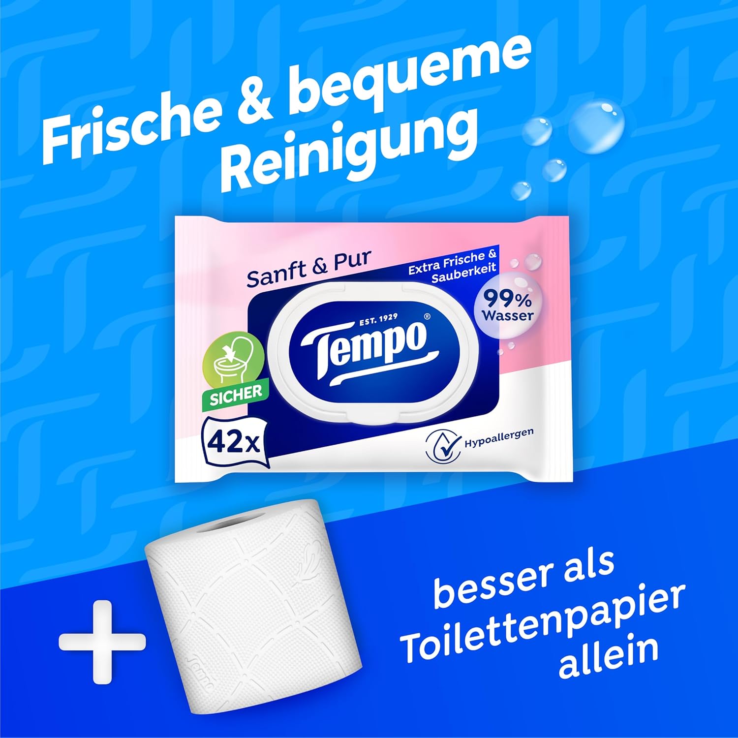 Tempo Moist Toilettenpapier weich und rein feucht, Riesenpackung, 16 Stück – Bild 8