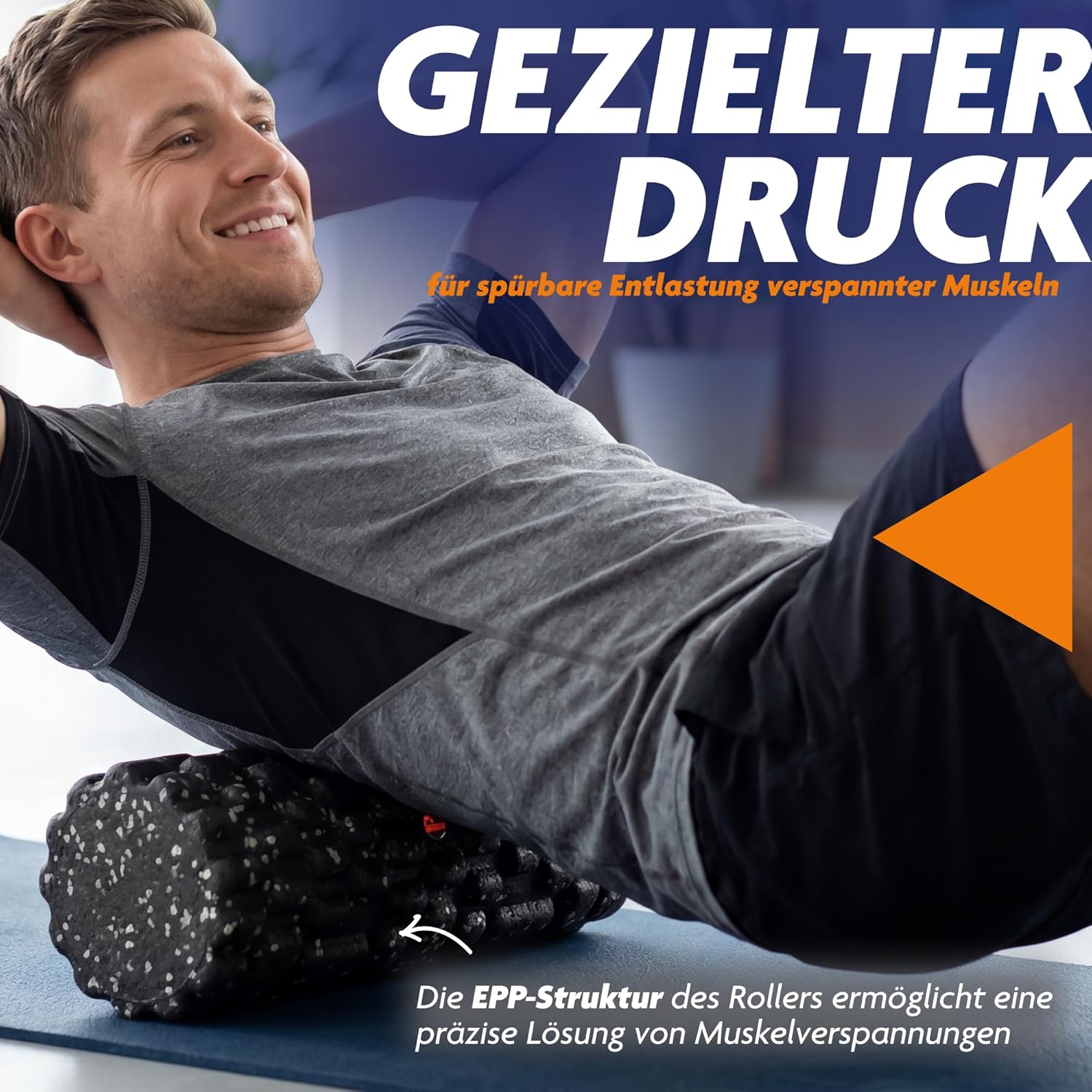 Faszienrolle mit Noppen 33 x 14 cm EPP – Massagerolle hart für Rücken, Beine & Triggerpunkte – Fitness-Schaumstoffrolle für Muskelregeneration, Yoga & Physiotherapie – Bild 3