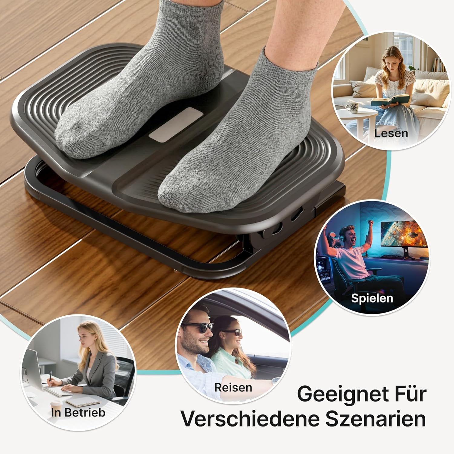 PEGZONE Tischfußstütze, einstellbare Fußstütze mit Massageoberfläche für den Büro- und Arbeitsplatz, 20-Grad-Einstellbarkeit ohne Verriegelung für zu Hause und Büro – Bild 9