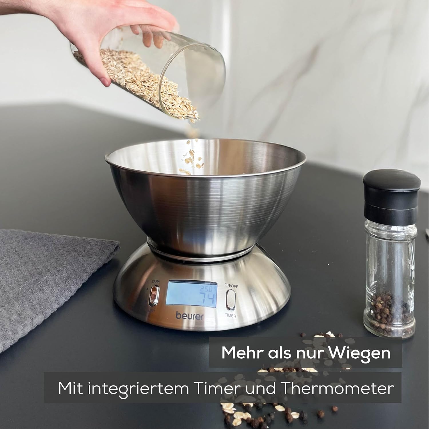 Beurer KS54 Küchenwaage mit Edelstahlschüssel – Bild 2